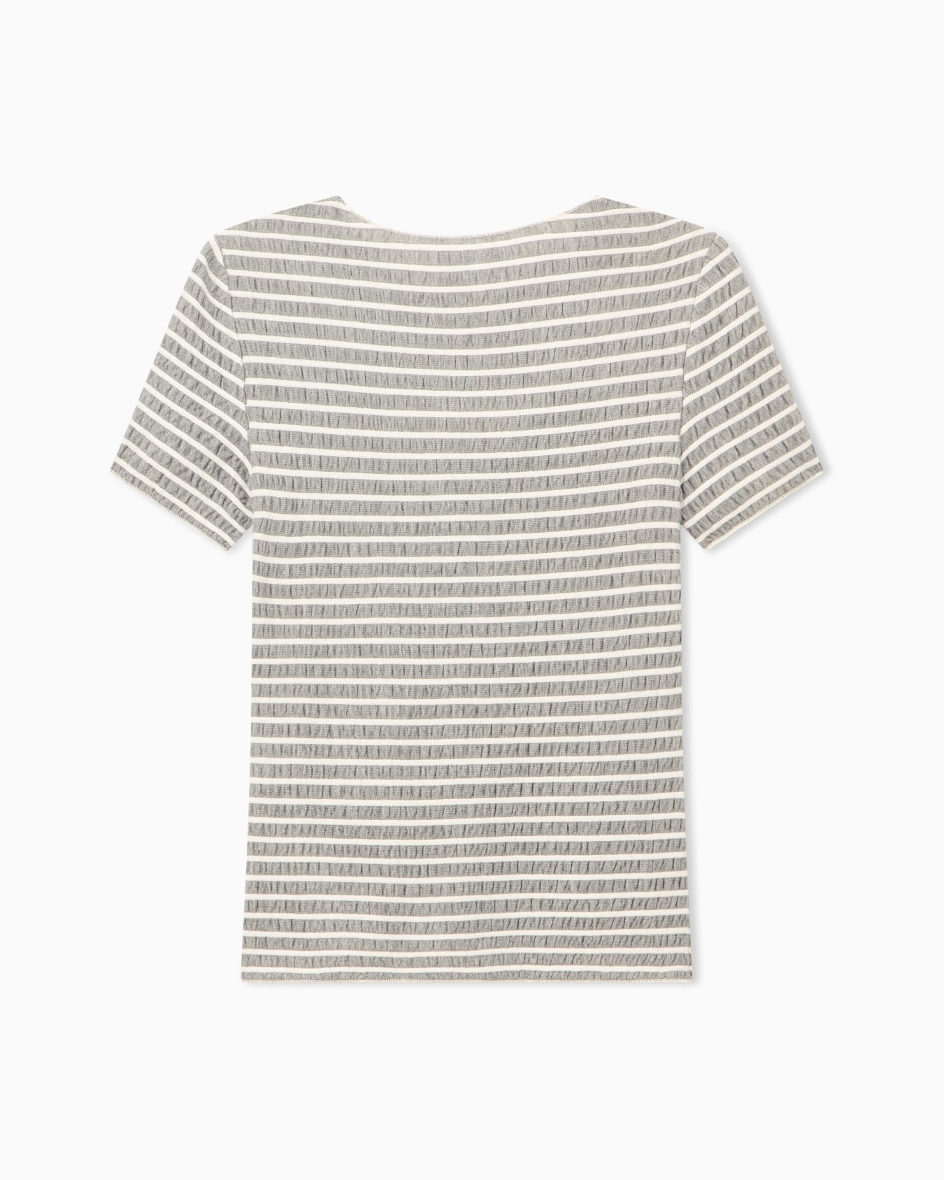 Crew neck T-shirt in striped embossed jacquard jersey Slide 1