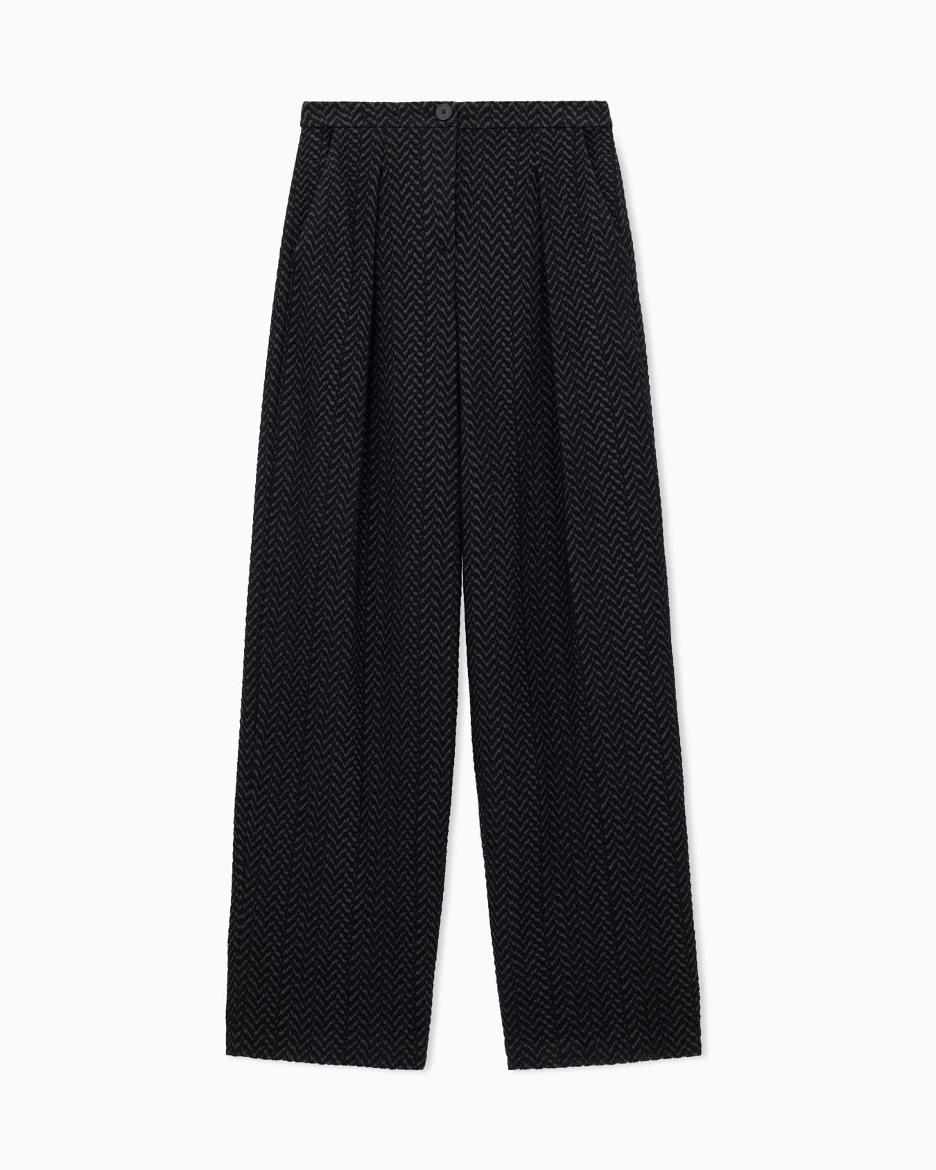 Wide-leg pleated trousers in tubular chevron jersey Slide 0