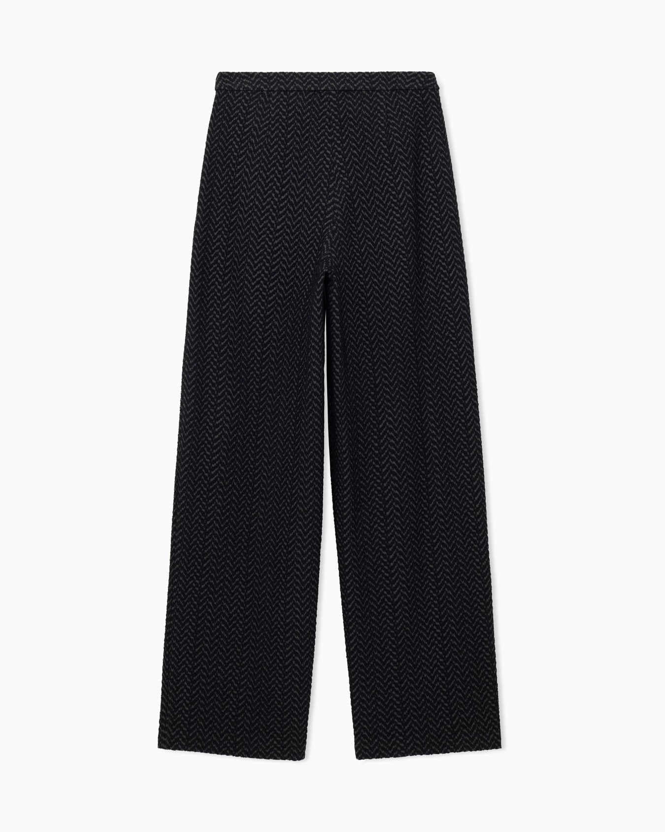 Wide-leg pleated trousers in tubular chevron jersey Slide 1