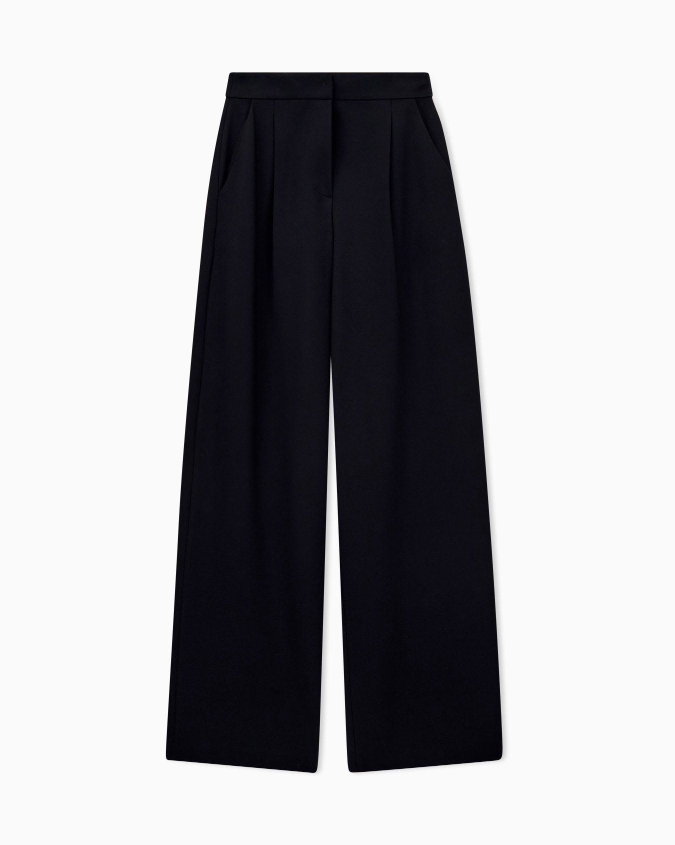 Trousers Travel Essential pleated wide-leg in viscose jersey Slide 0