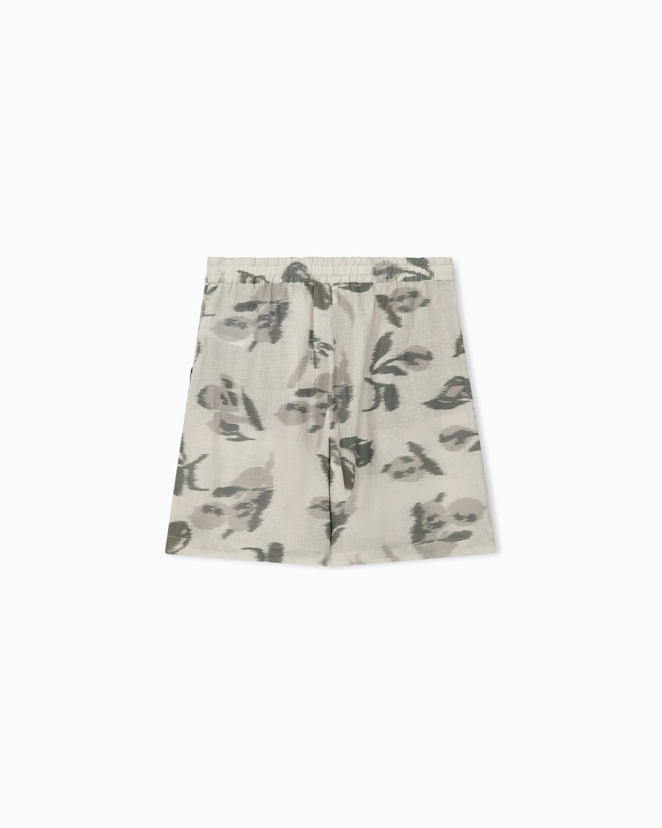 Linen Bermuda shorts with a chiné flower print and belt Slide 1