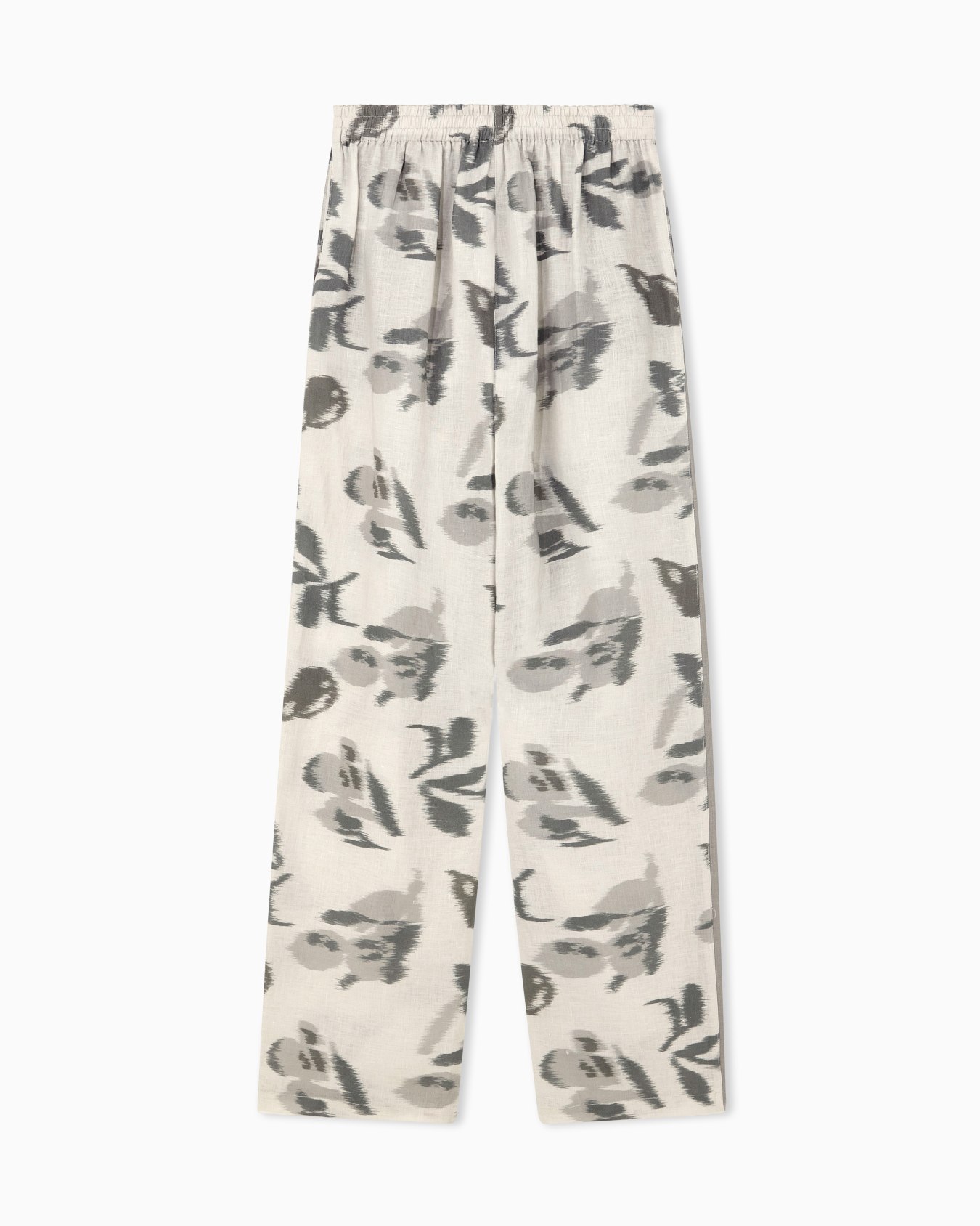 Regular fit linen trousers with chiné flower print Slide 2