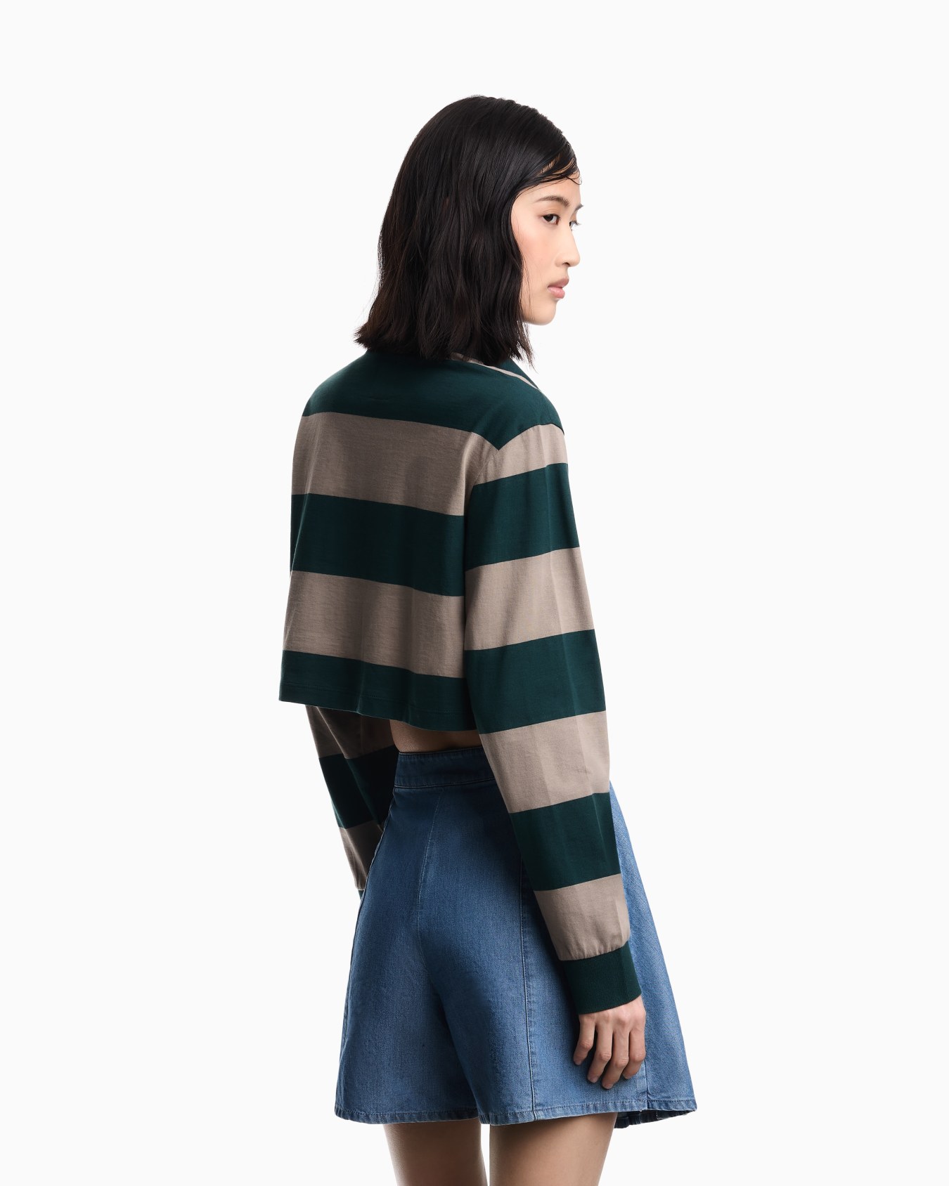 Eagle Club, cropped oversized-stripe jersey polo shirt with patch Diapositive 2