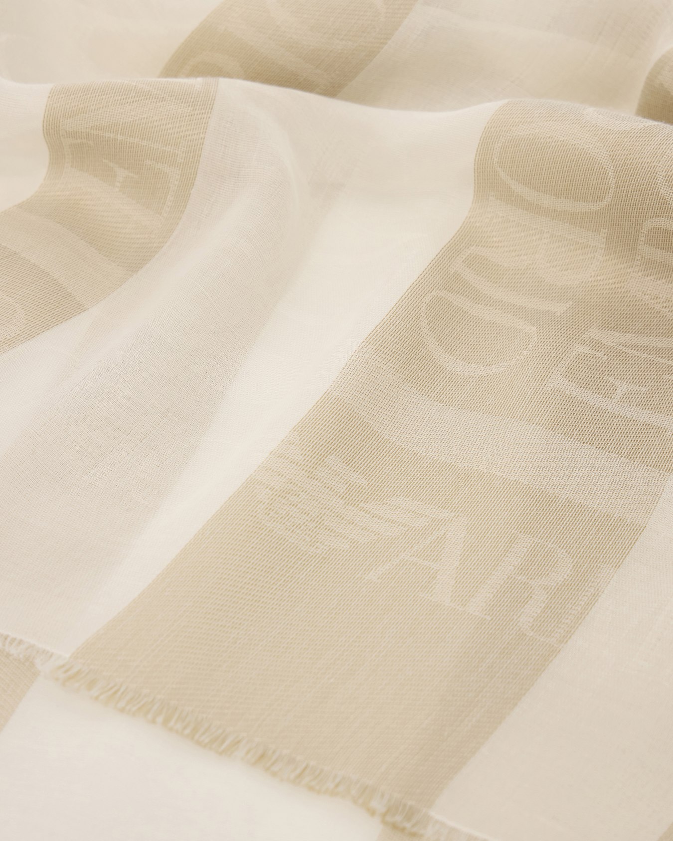 Stole in striped jacquard cotton with logo pattern Slide 1