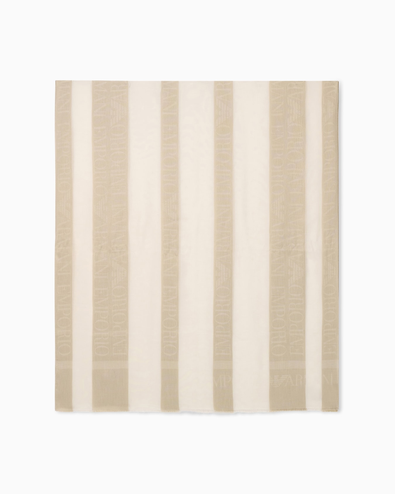 Stole in striped jacquard cotton with logo pattern Slide 0