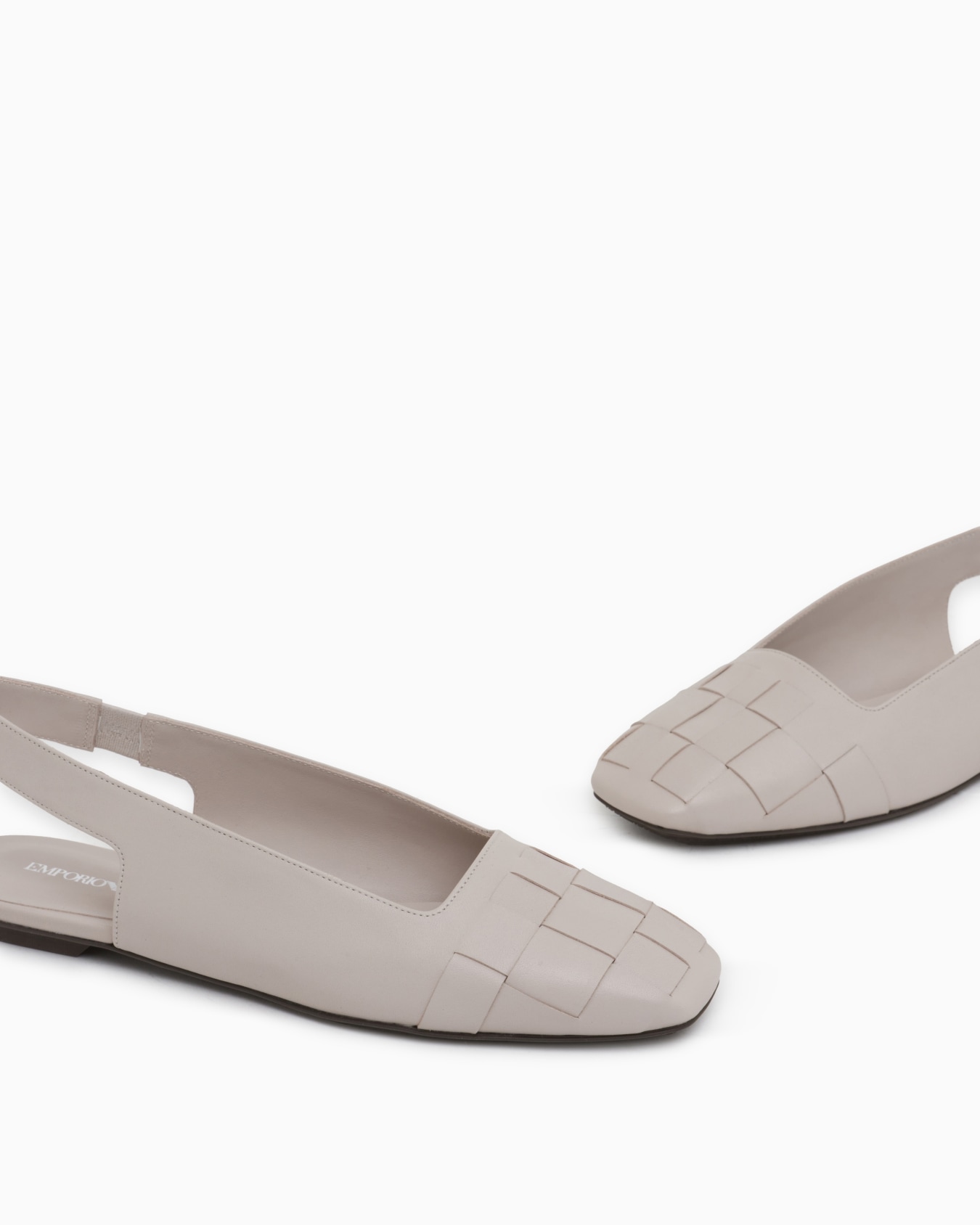 Slingback ballet flats in leather with woven detail Slide 4