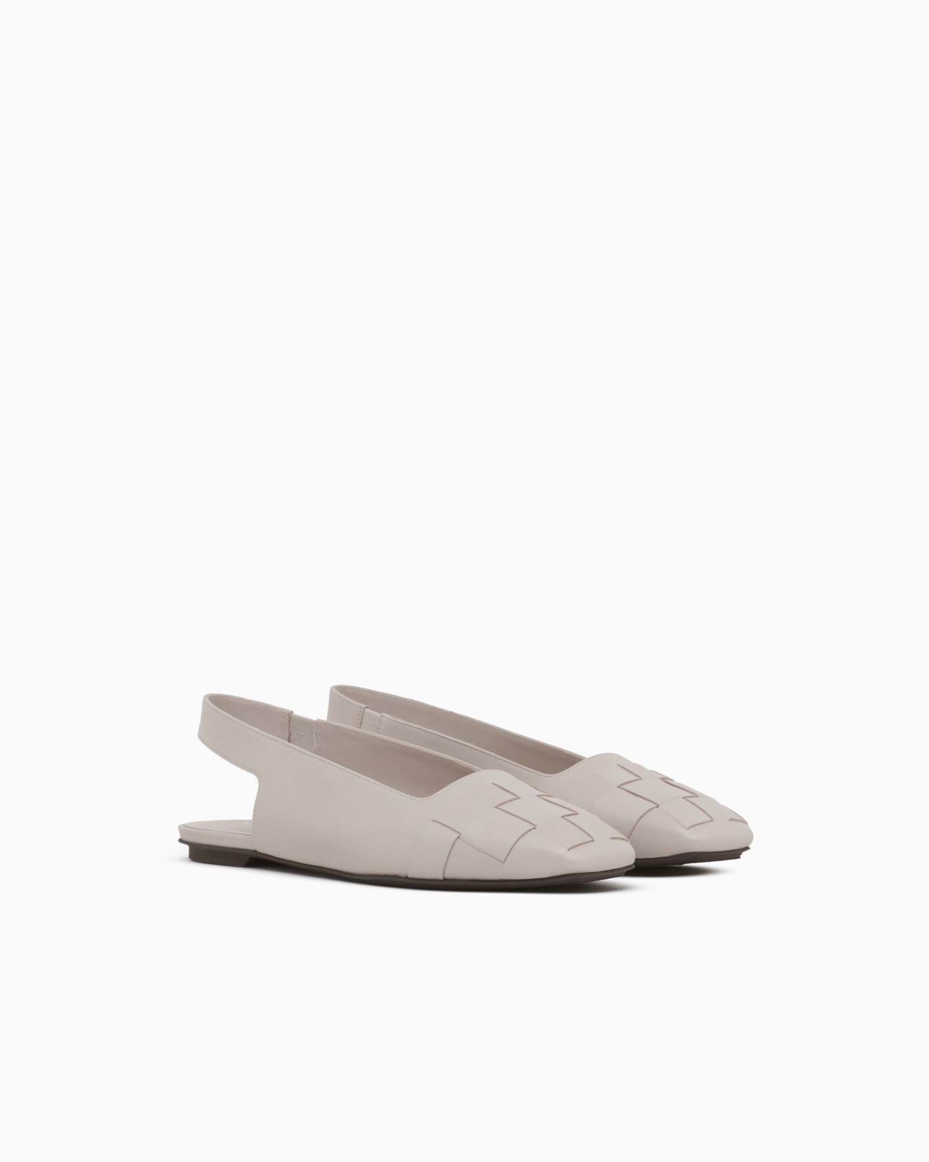 Slingback ballet flats in leather with woven detail Slide 1
