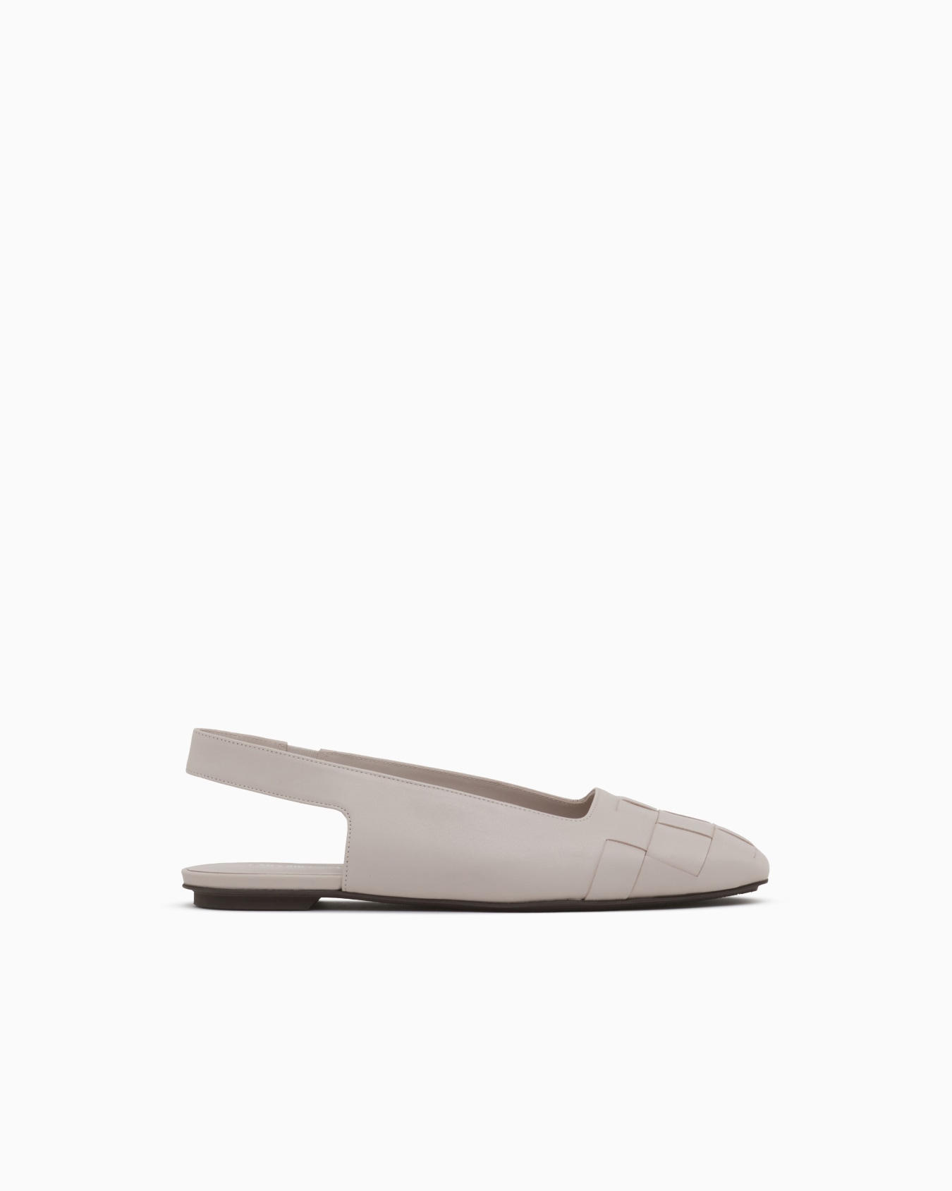 Slingback ballet flats in leather with woven detail Slide 0