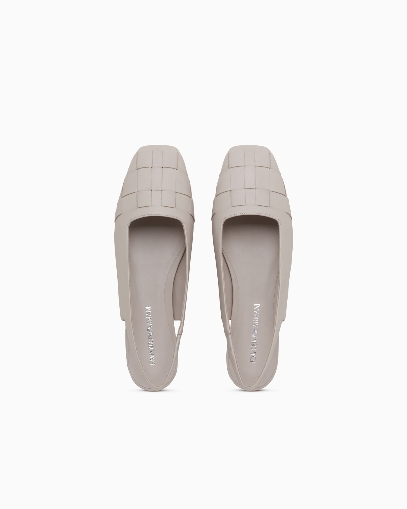 Slingback ballet flats in leather with woven detail Slide 2