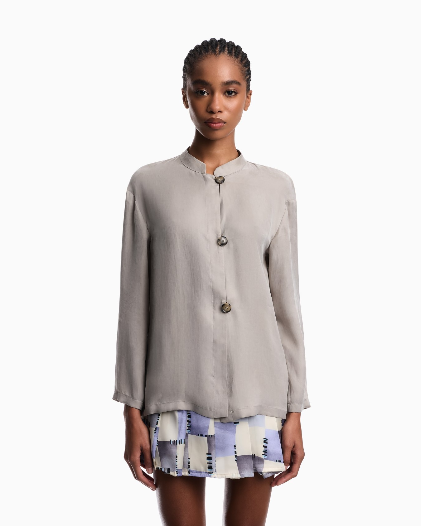 グルカラーシャツ フルイドリヨセル ウォッシュ加工 スライドする 2