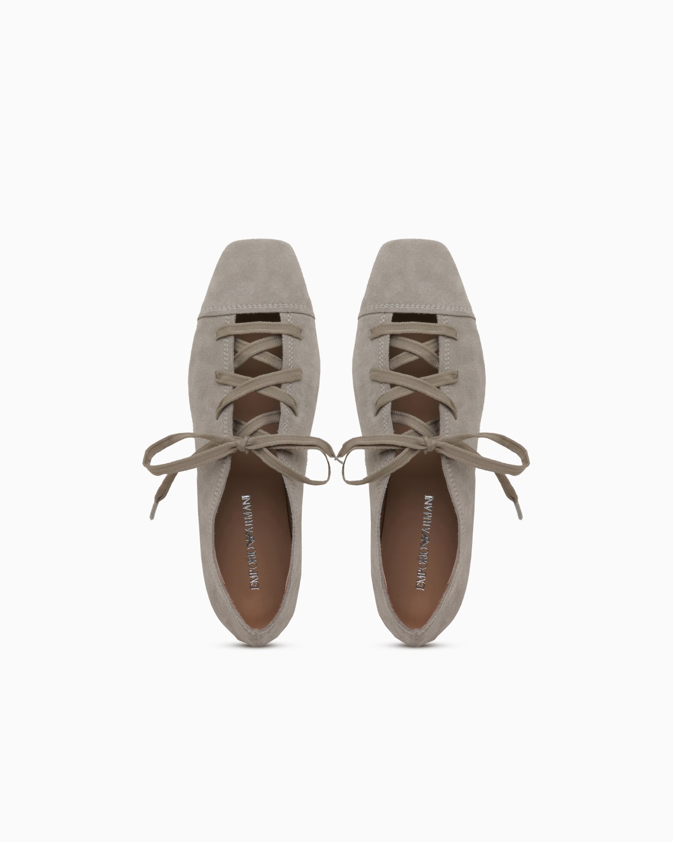 Lace-up ballet flats in suede with leather lining Slide 2