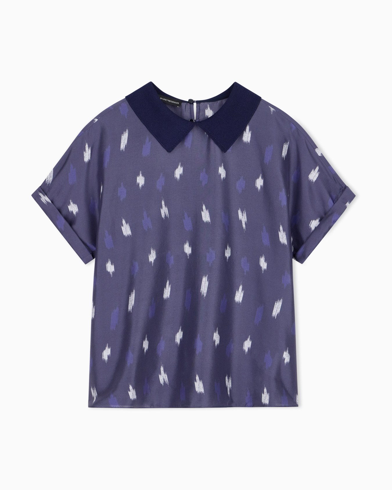 Silk shantung top with carpet print Slide 0