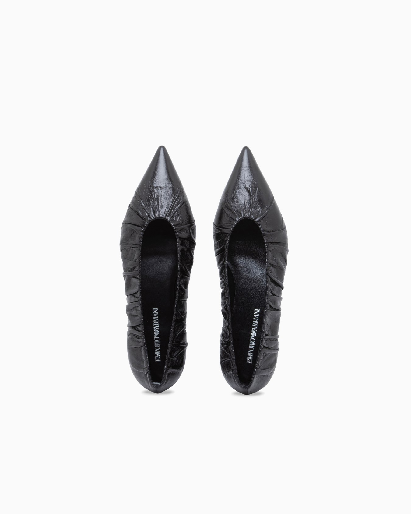 Ballet flats in glossy ruched leather with a pointed toe Slide 2