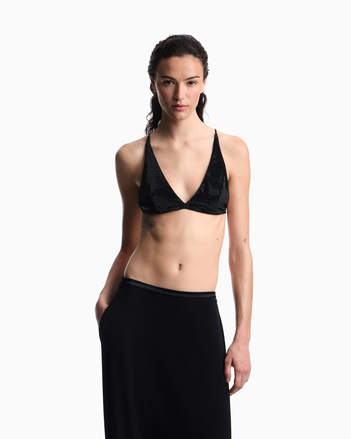 Top bralette rivestito di strass all over Slide 3