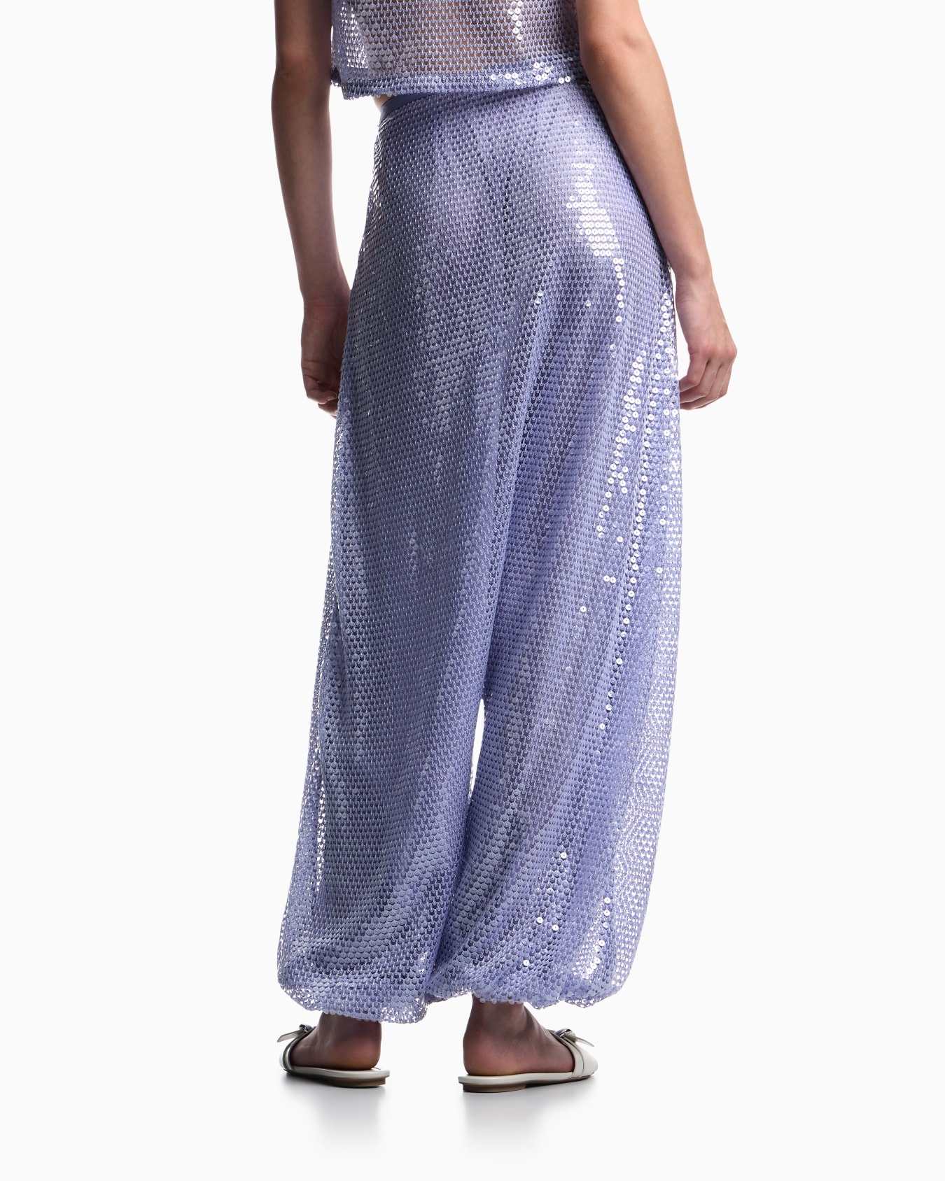 Mesh crochet trousers with all-over sequins Slide 5
