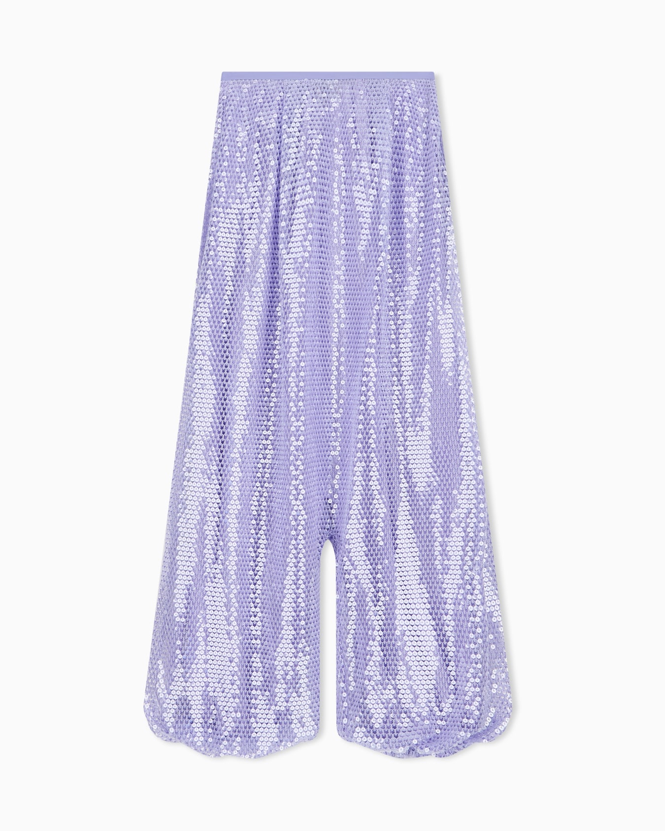 Mesh crochet trousers with all-over sequins Slide 0