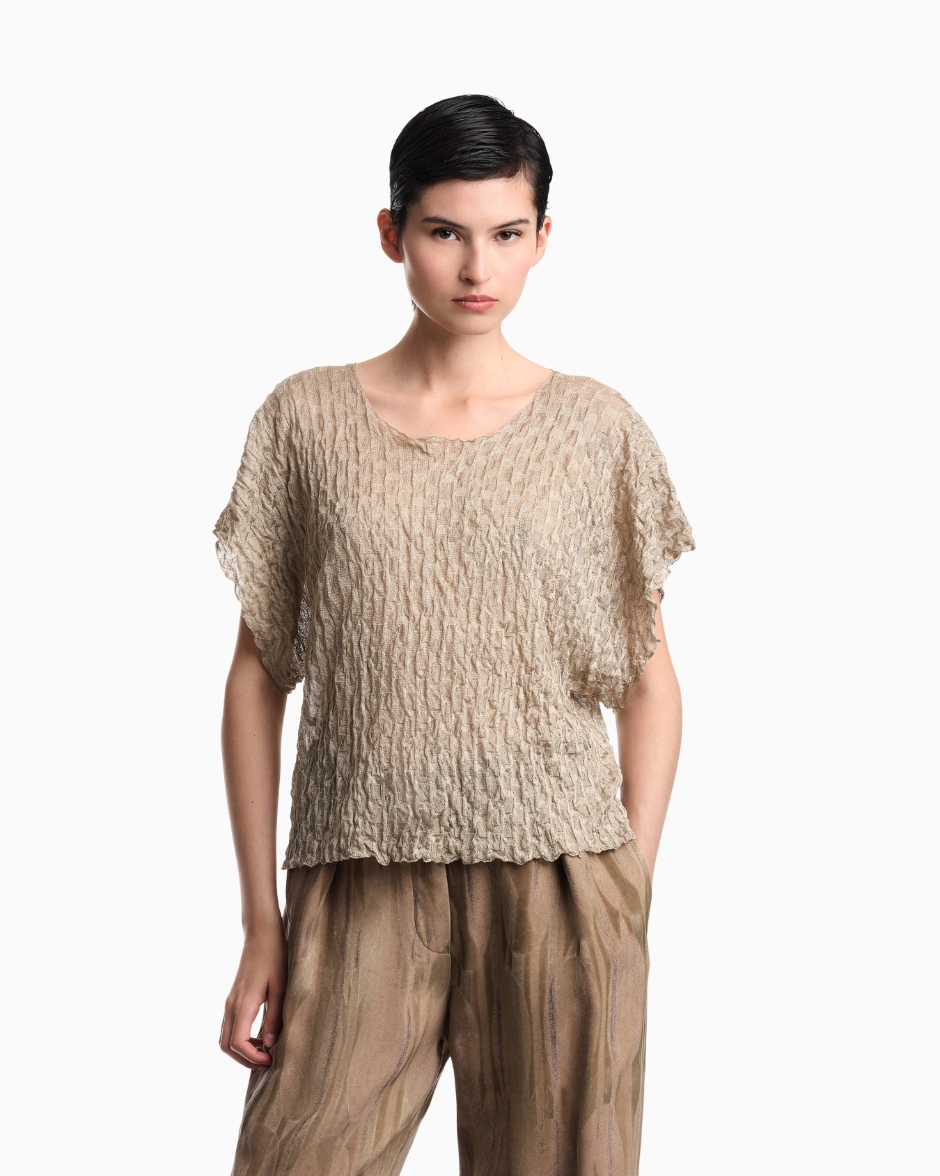 Brushed jacquard jumper with rectangles motif Slide 3