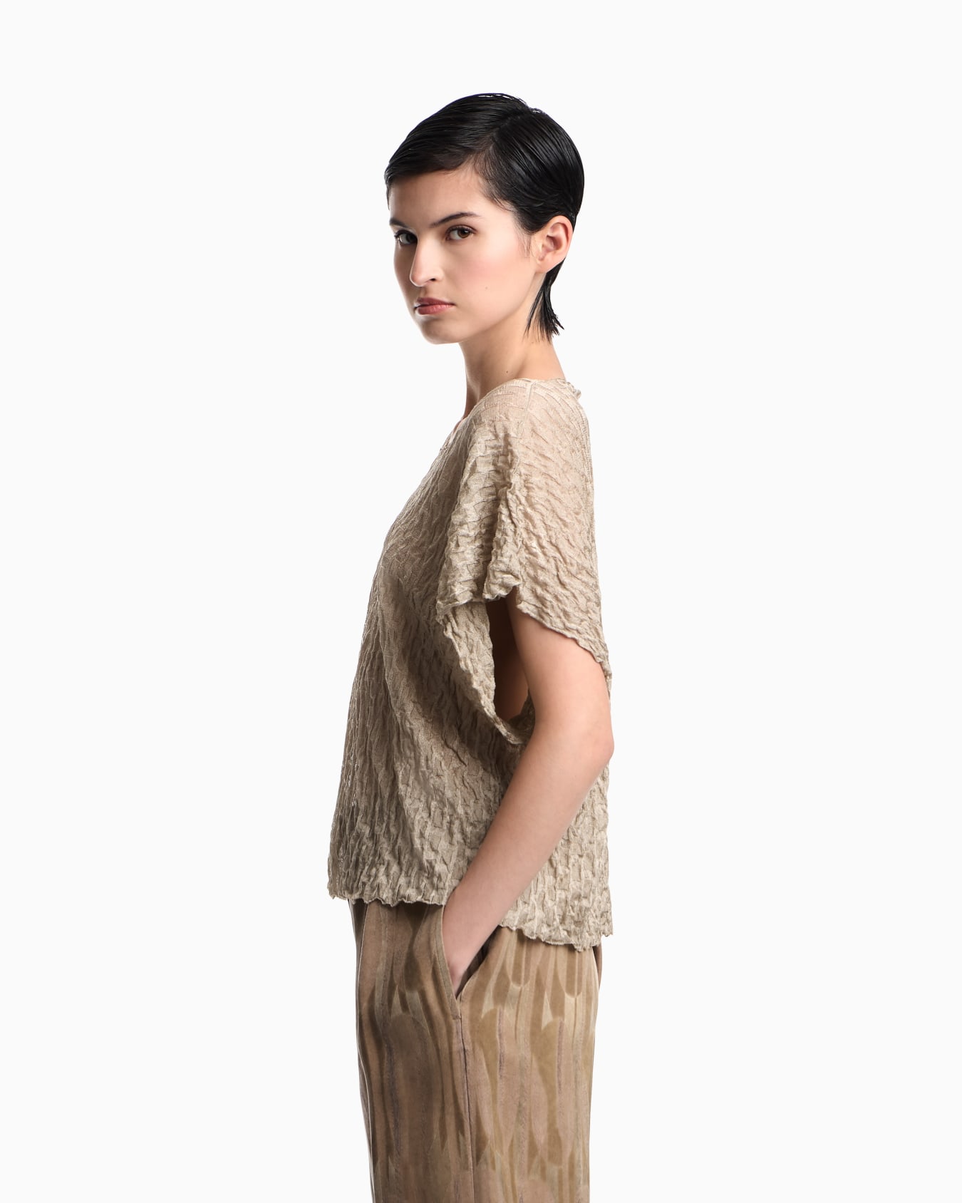 Brushed jacquard jumper with rectangles motif Slide 7