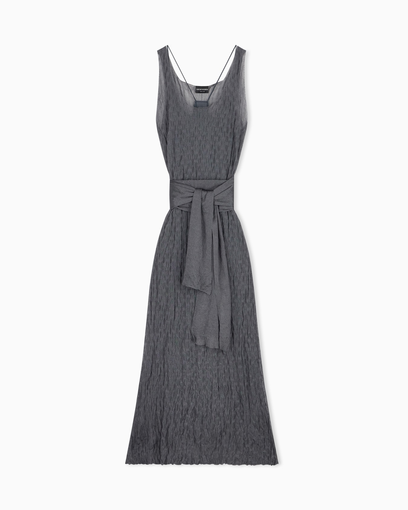 Long dress in jacquard brushed knit with rectangles motif Slide 0