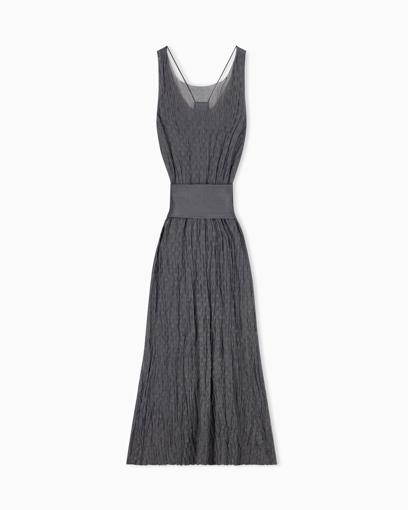 Long dress in jacquard brushed knit with rectangles motif Slide 2