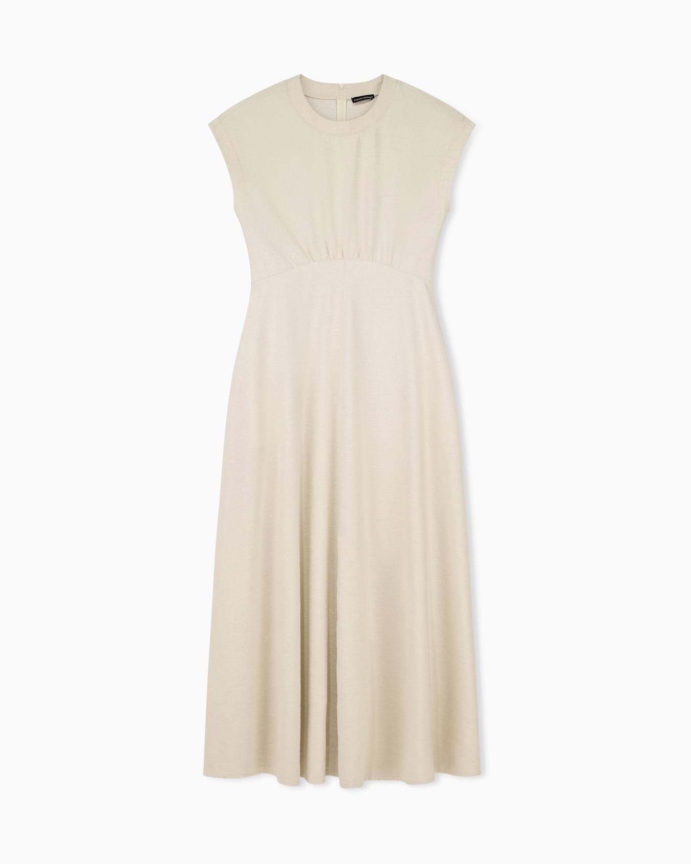 Sleeveless long dress in viscose and cotton lurex drill Slide 0