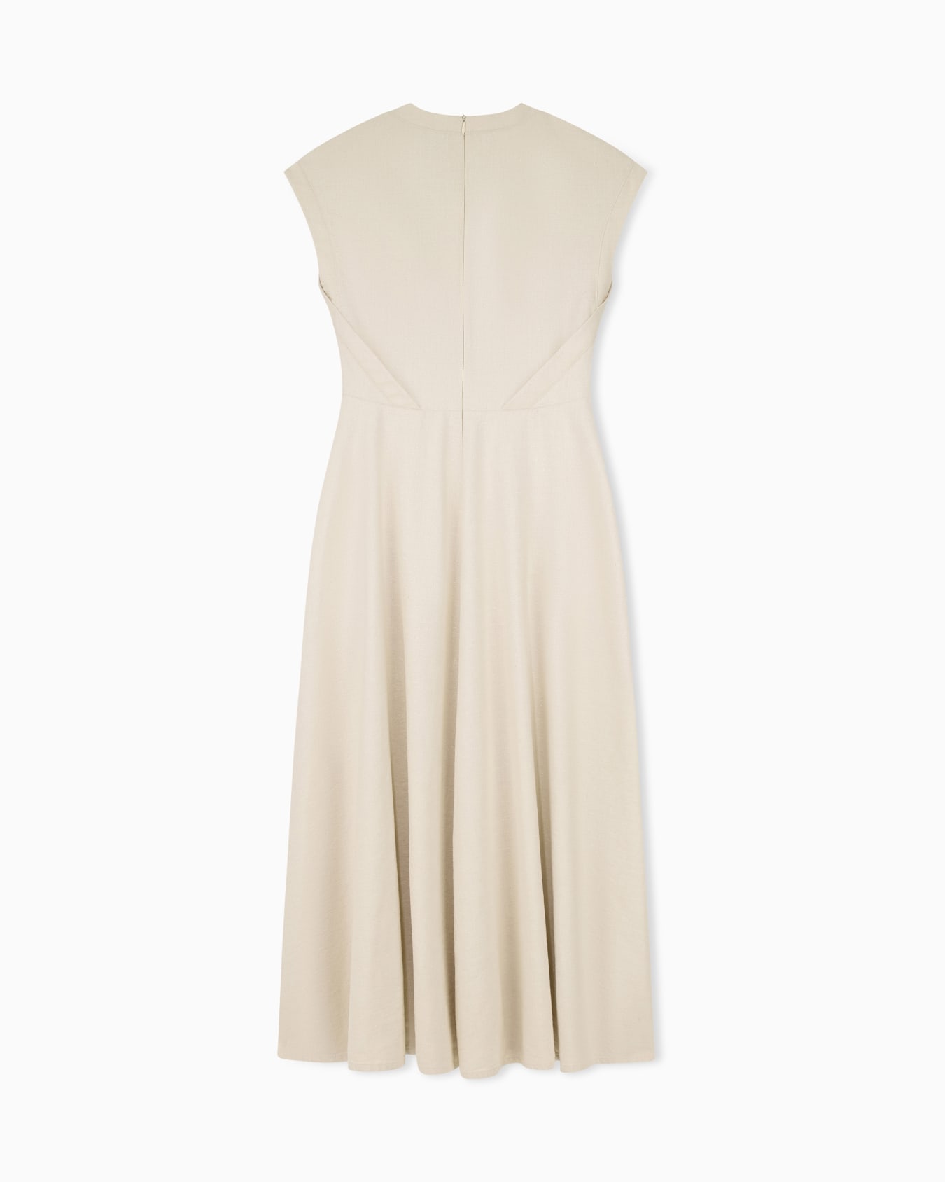 Sleeveless long dress in viscose and cotton lurex drill Slide 1