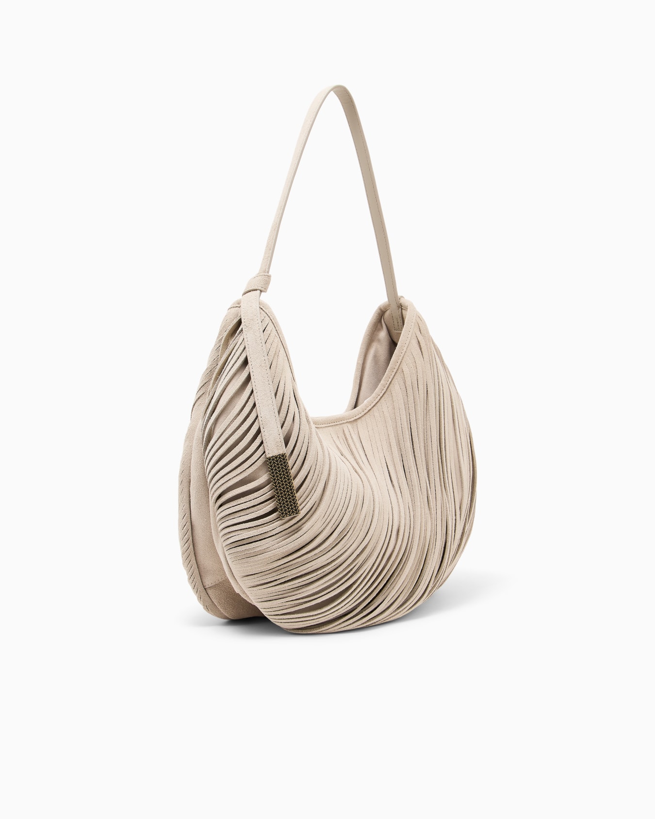 Oversized shoulder bag in laser-cut crust leather Slide 1