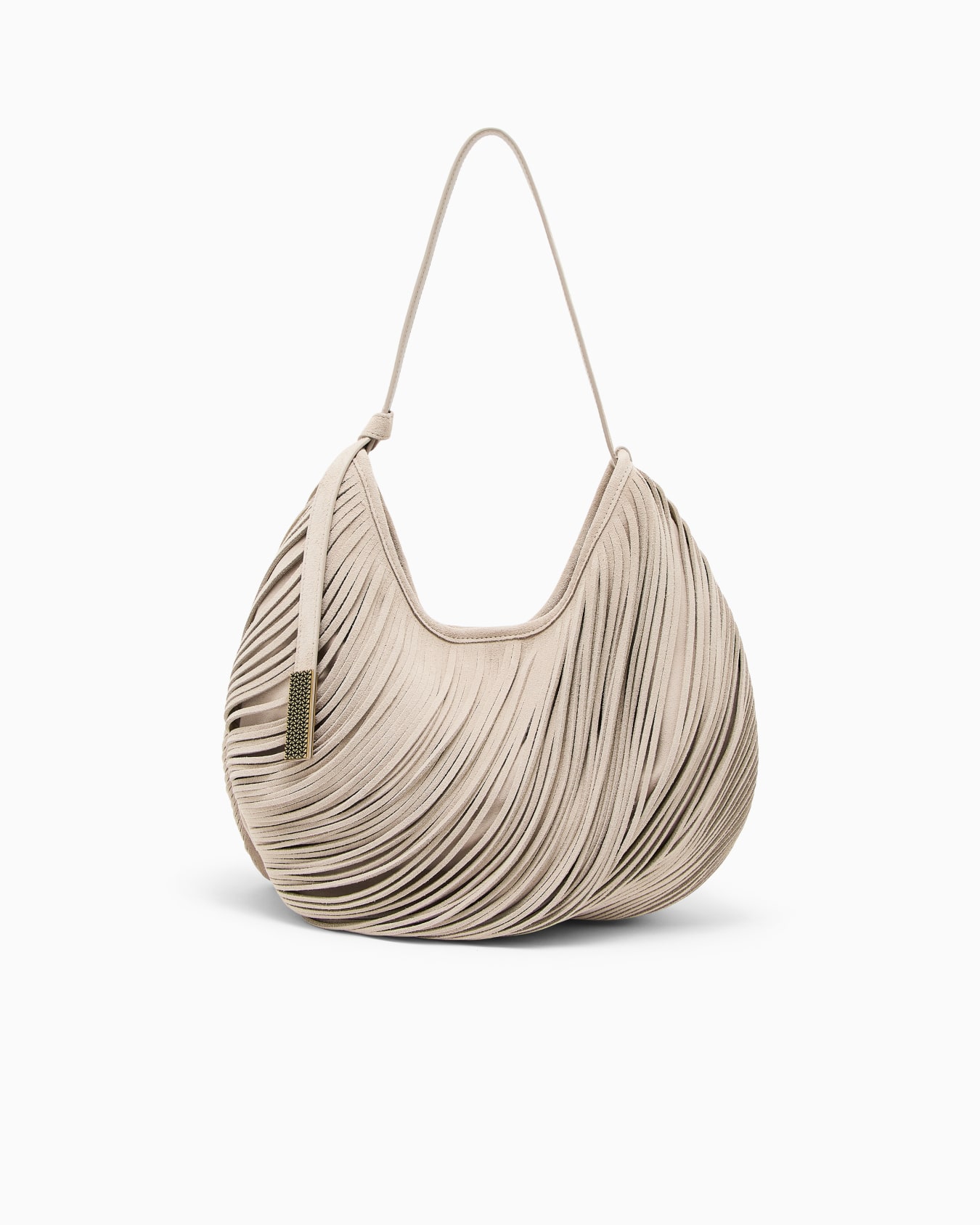 Oversized shoulder bag in laser-cut crust leather Slide 0