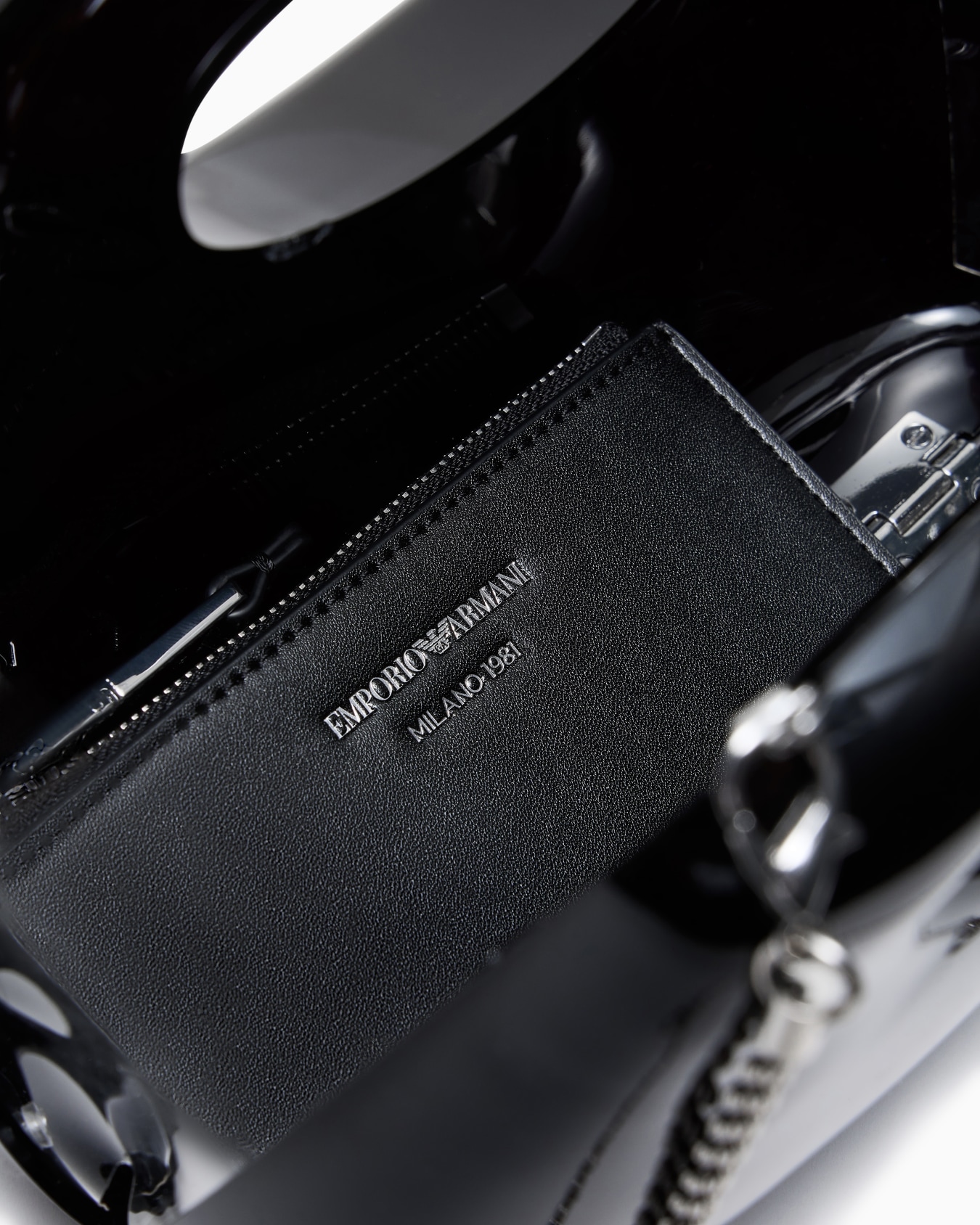 Shiny PVC clutch bag with shoulder strap Slide 3