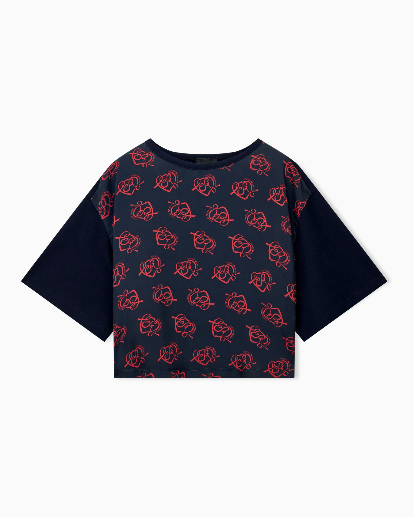 Oversized T-shirt in jersey and satin Valentine's day Capsule print Slide 0