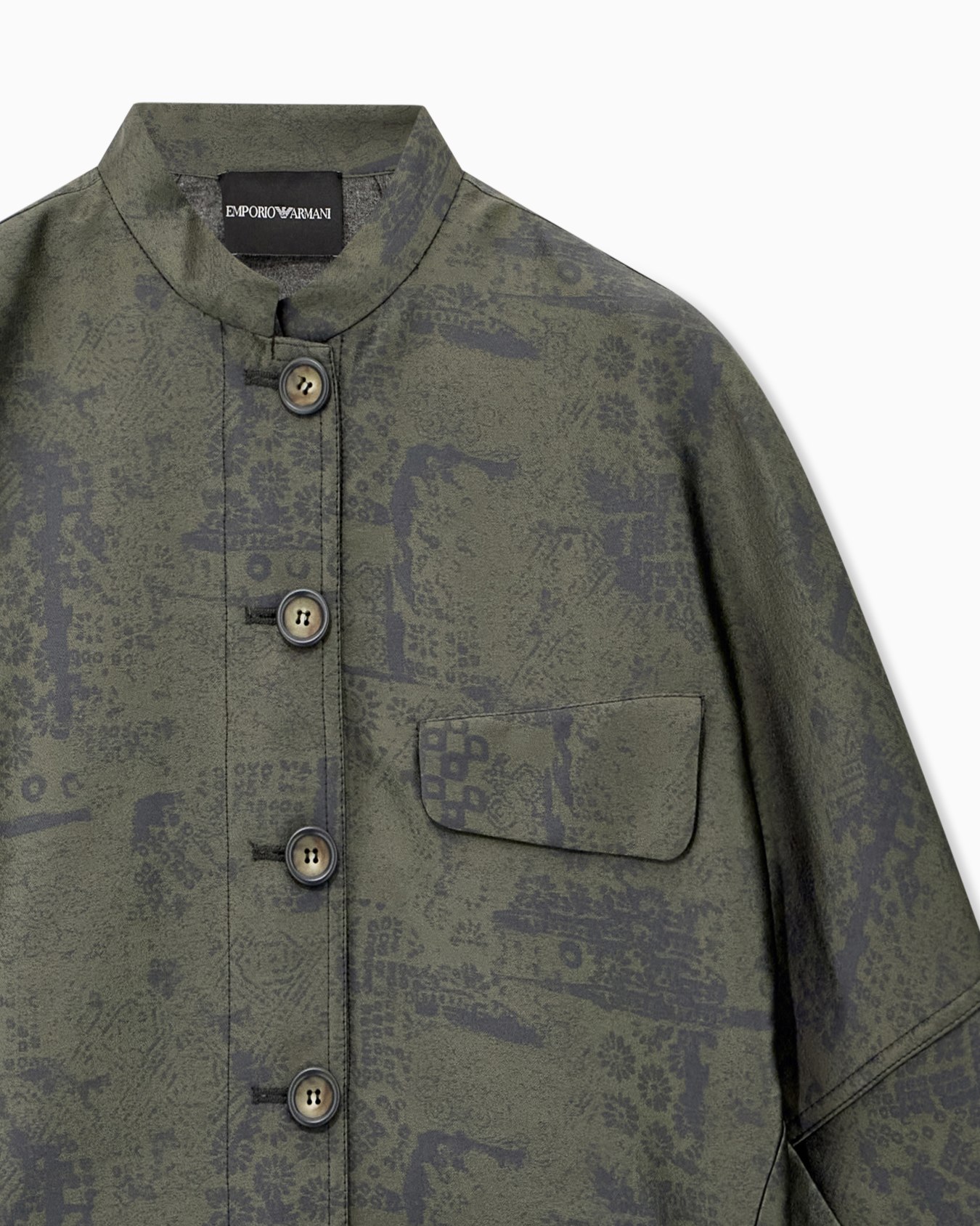 Jacquard landscape blouson with mandarin collar and buttons Slide 3