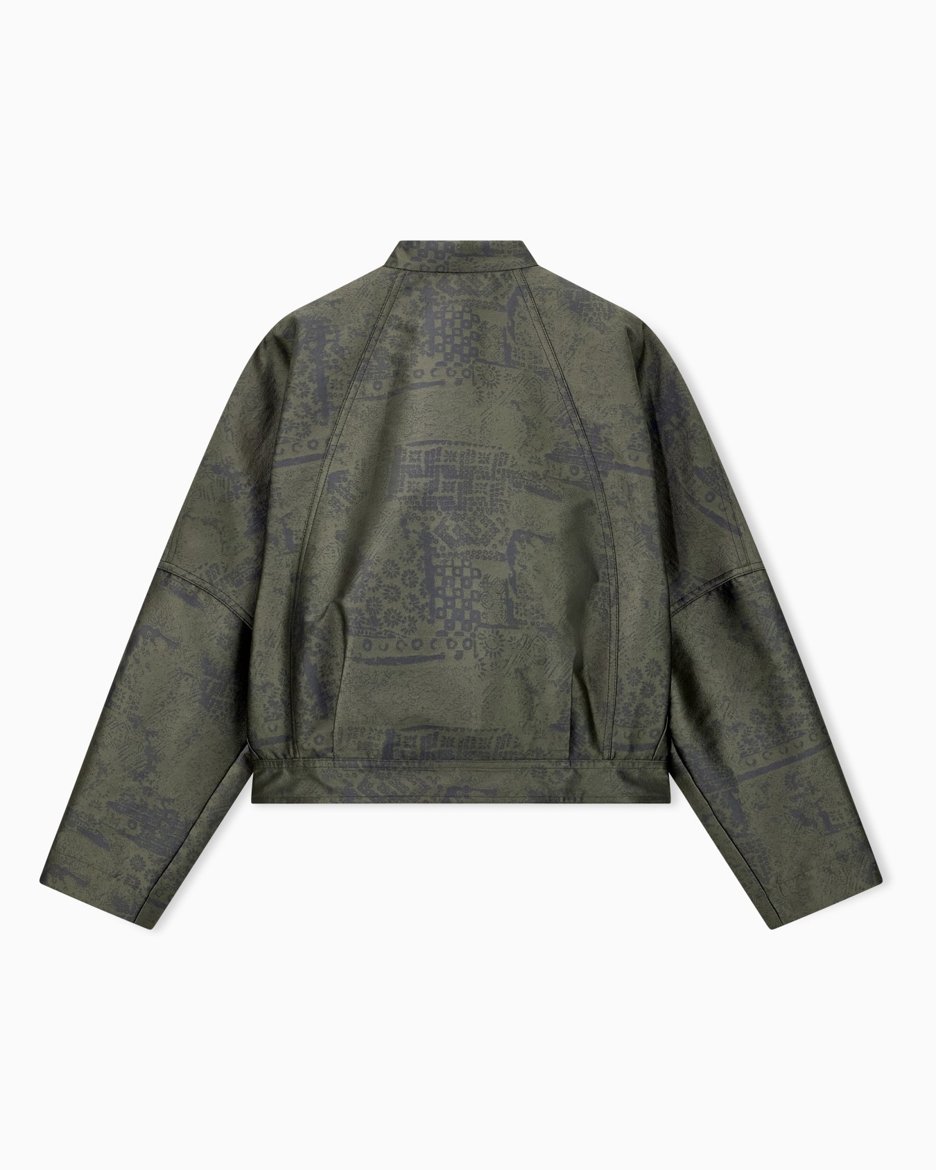 Jacquard landscape blouson with mandarin collar and buttons Slide 1