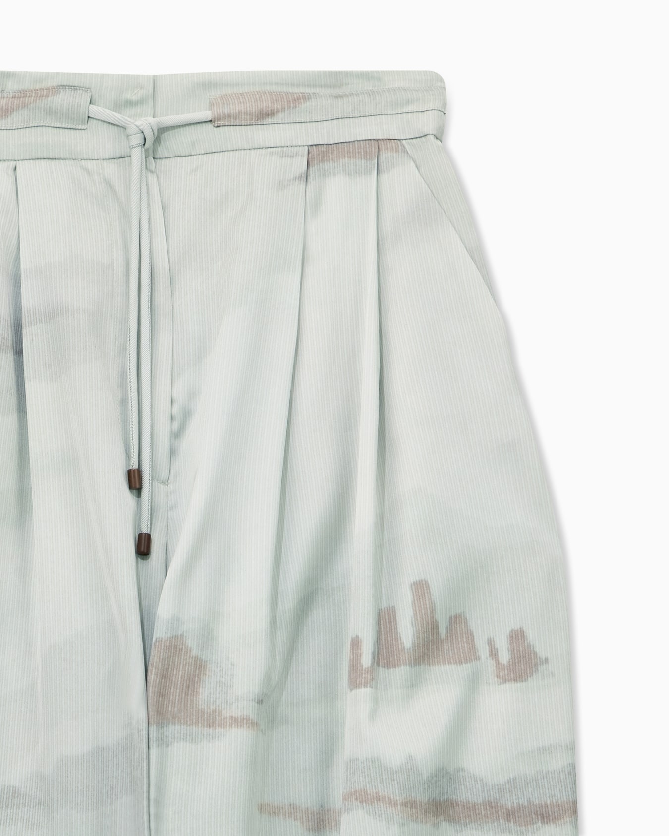 Trousers with landscape print and pleated high waist and wide leg Slide 3
