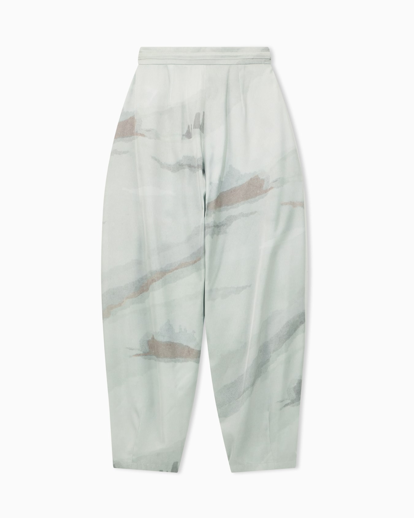 Trousers with landscape print and pleated high waist and wide leg Slide 2