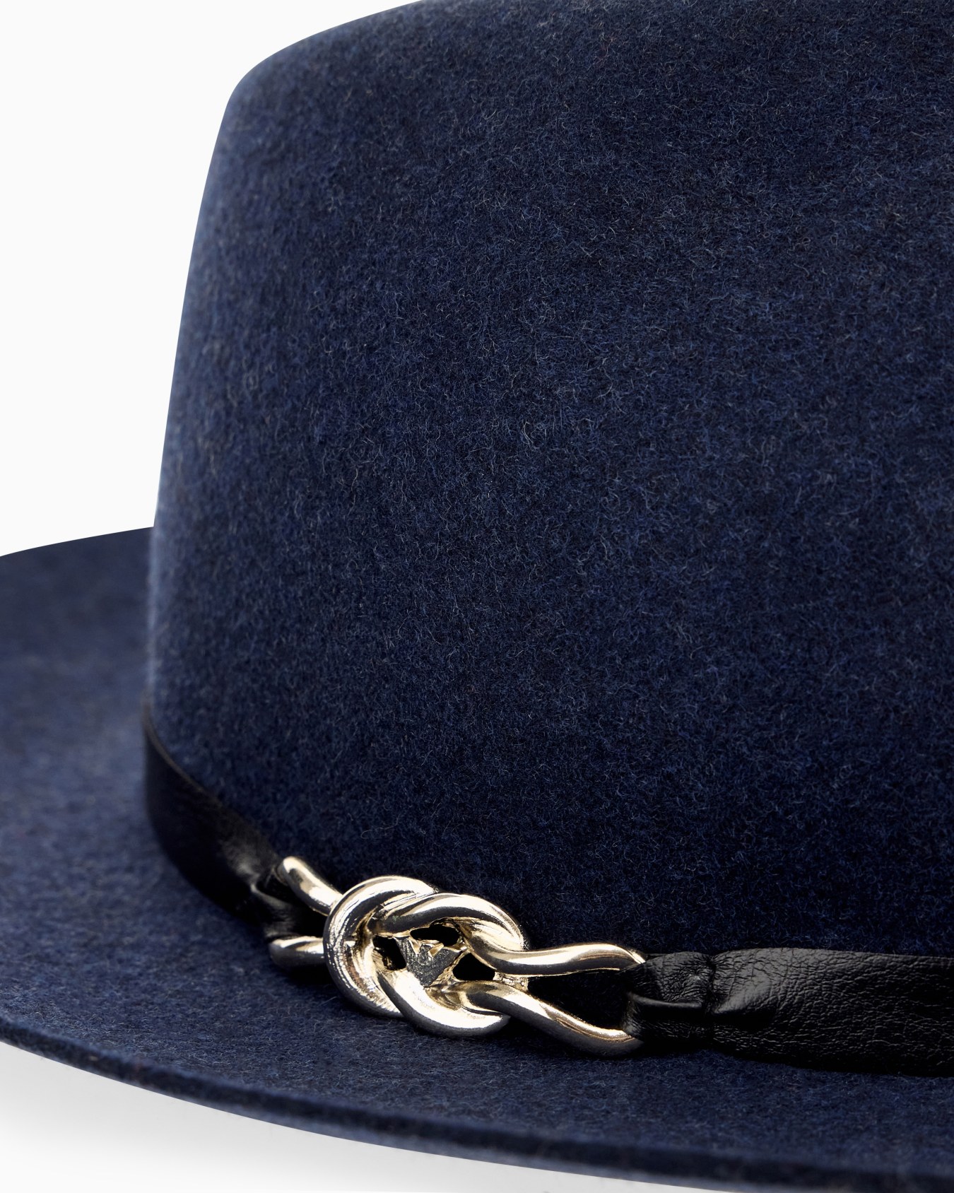 Cappello fedora in lana merino con fascia e catena Slide 1