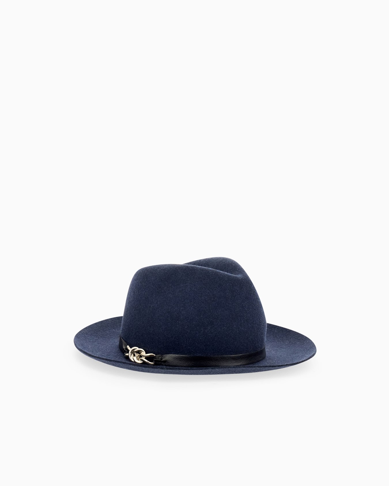 Cappello fedora in lana merino con fascia e catena Slide 0