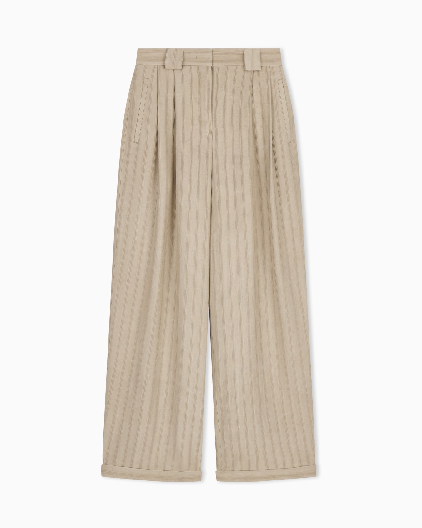 Cold-dyed textured striped dobby fabric trousers Slide 0