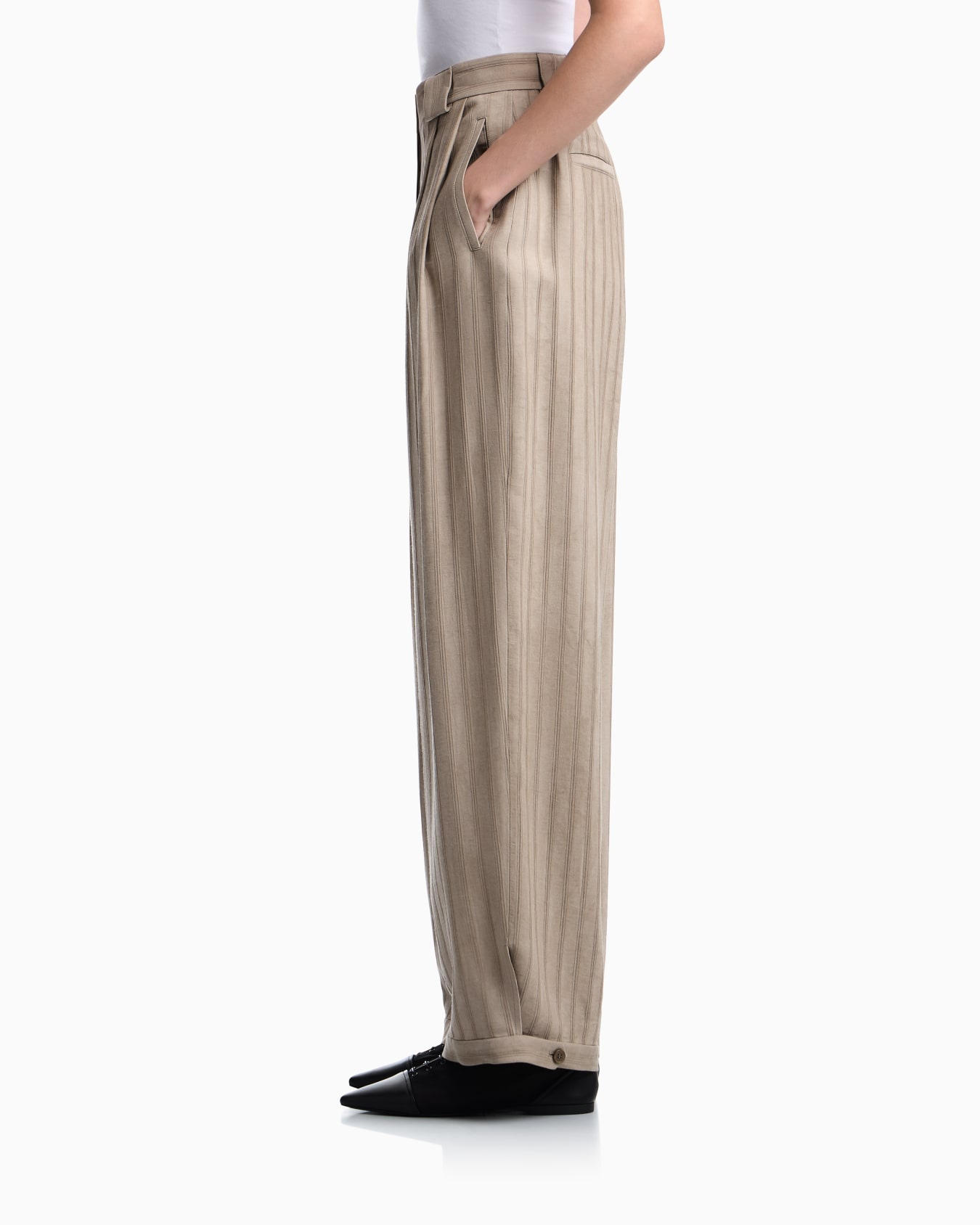 Cold-dyed textured striped dobby fabric trousers Slide 7
