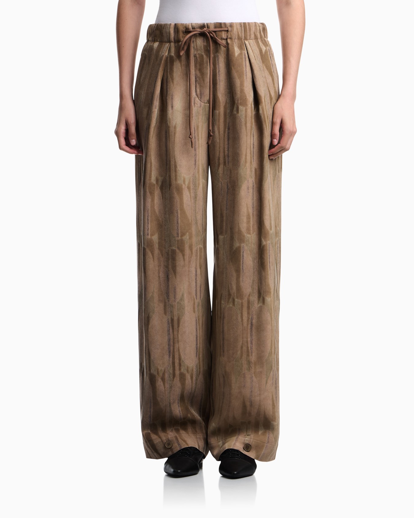 Oval-patterned jacquard trousers Slide 3