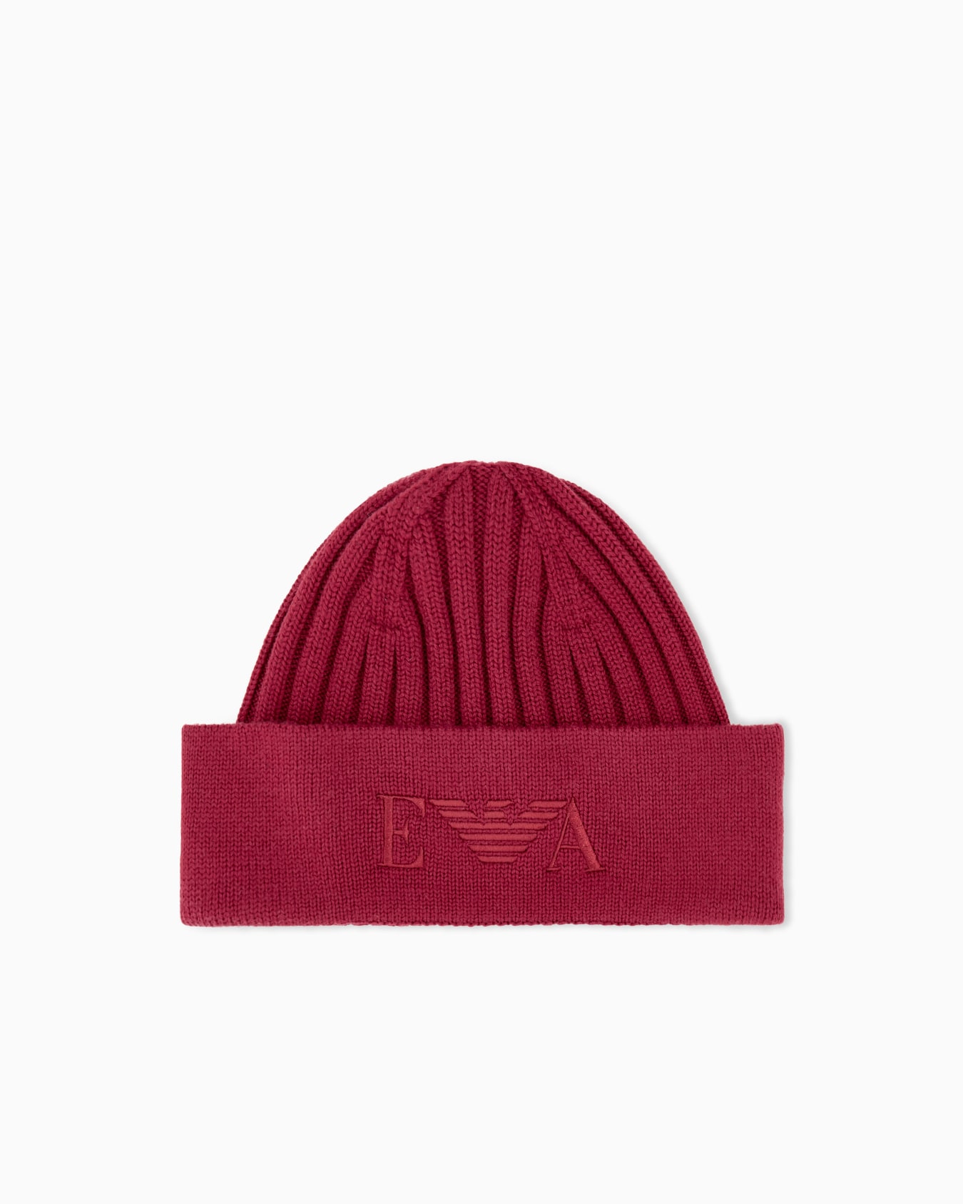 Bonnet en laine vierge avec revers brodé Diapositive 0
