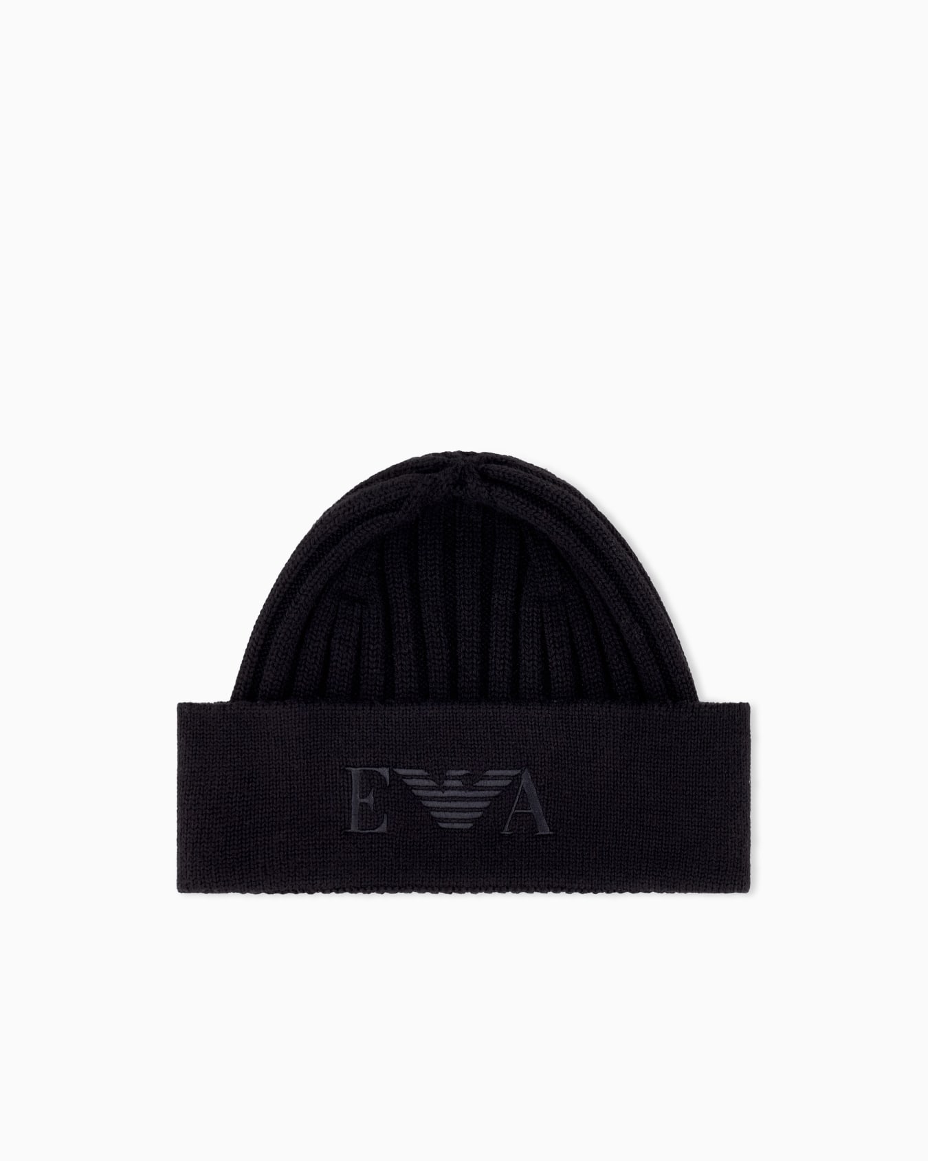 Bonnet en laine vierge avec revers brodé Diapositive 0