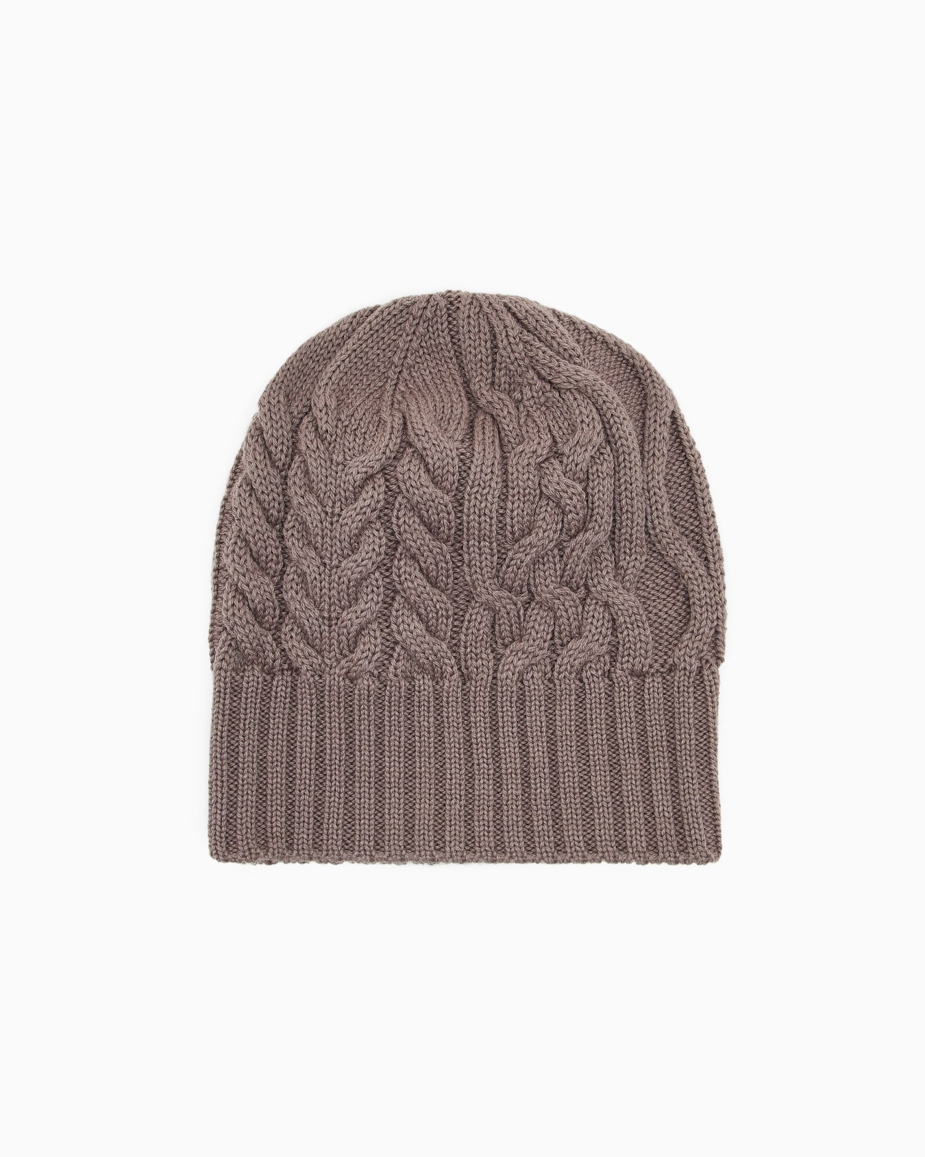 Virgin wool cable knit beanie with a ribbed bottom Slide 1