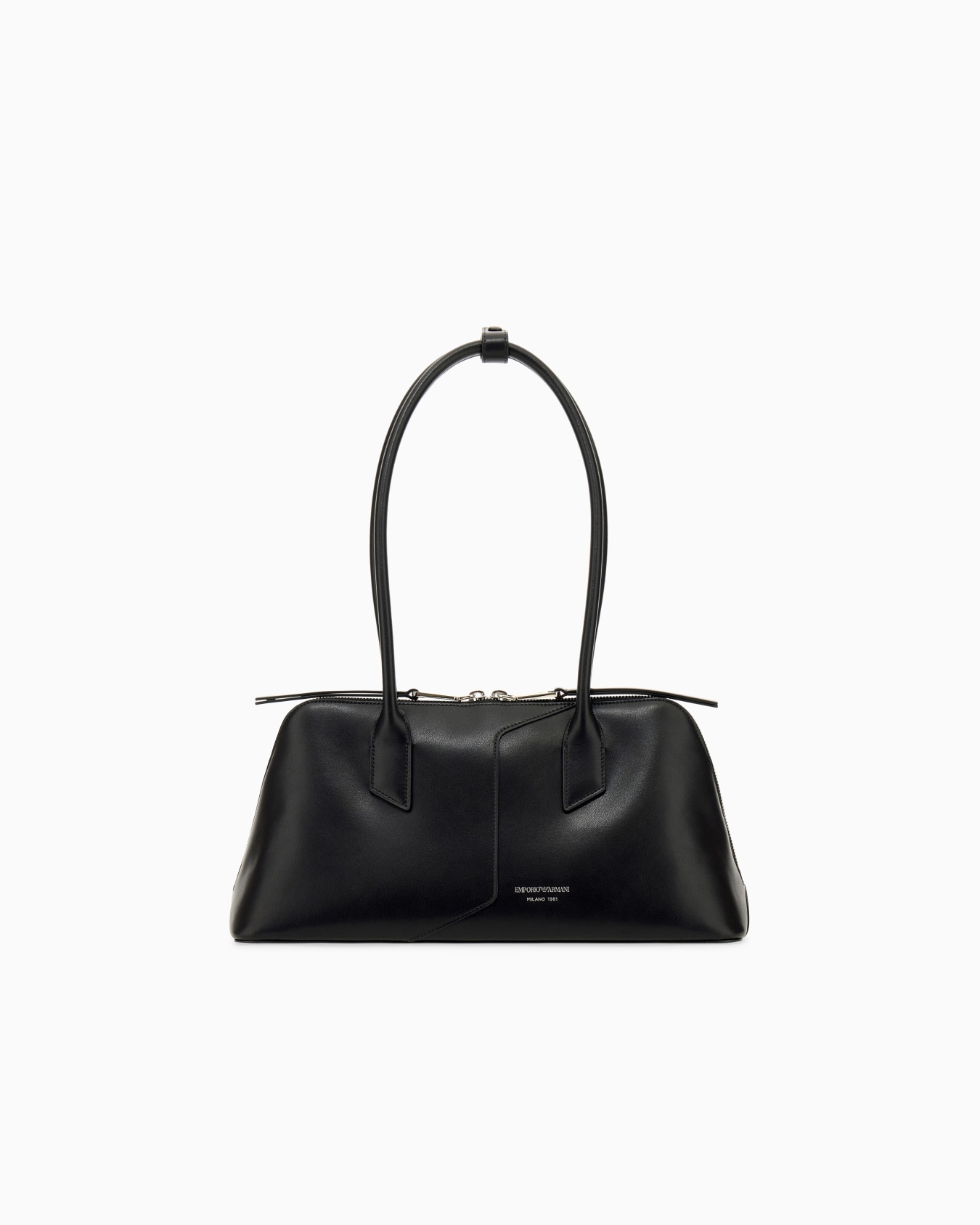 Handbag in smooth leather with top handles and a zip closure Slide 0