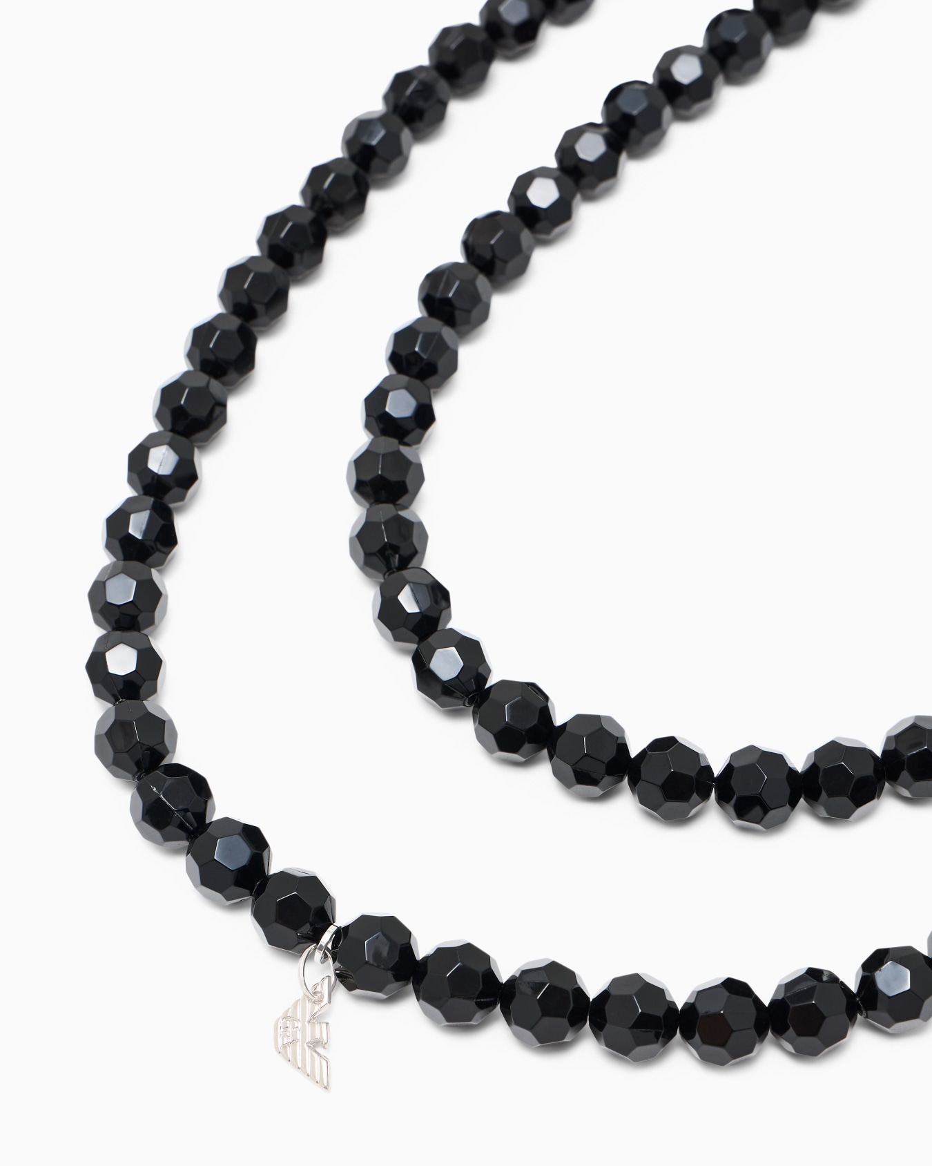 Collier long en perles facettées avec aigle en métal Diapositive 1