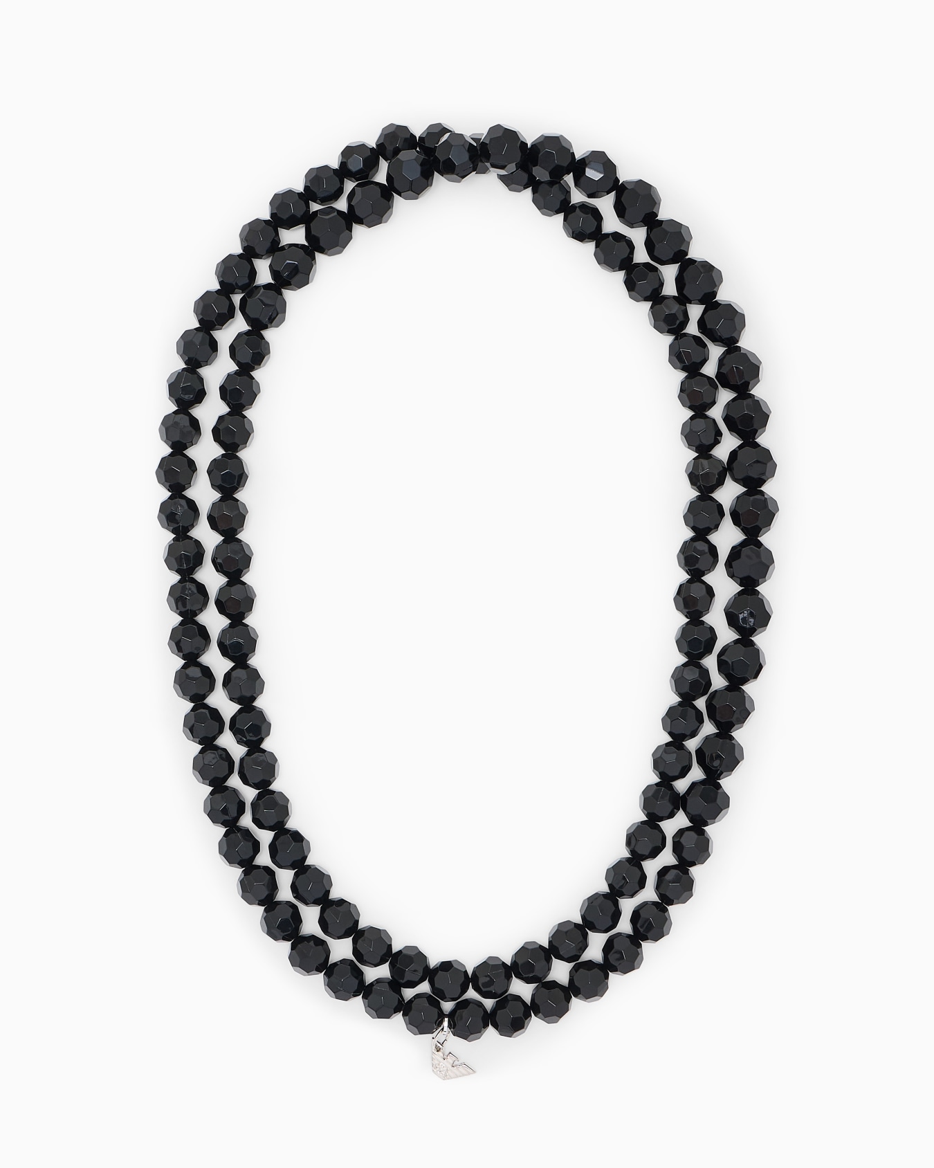 Collier long en perles facettées avec aigle en métal Diapositive 0