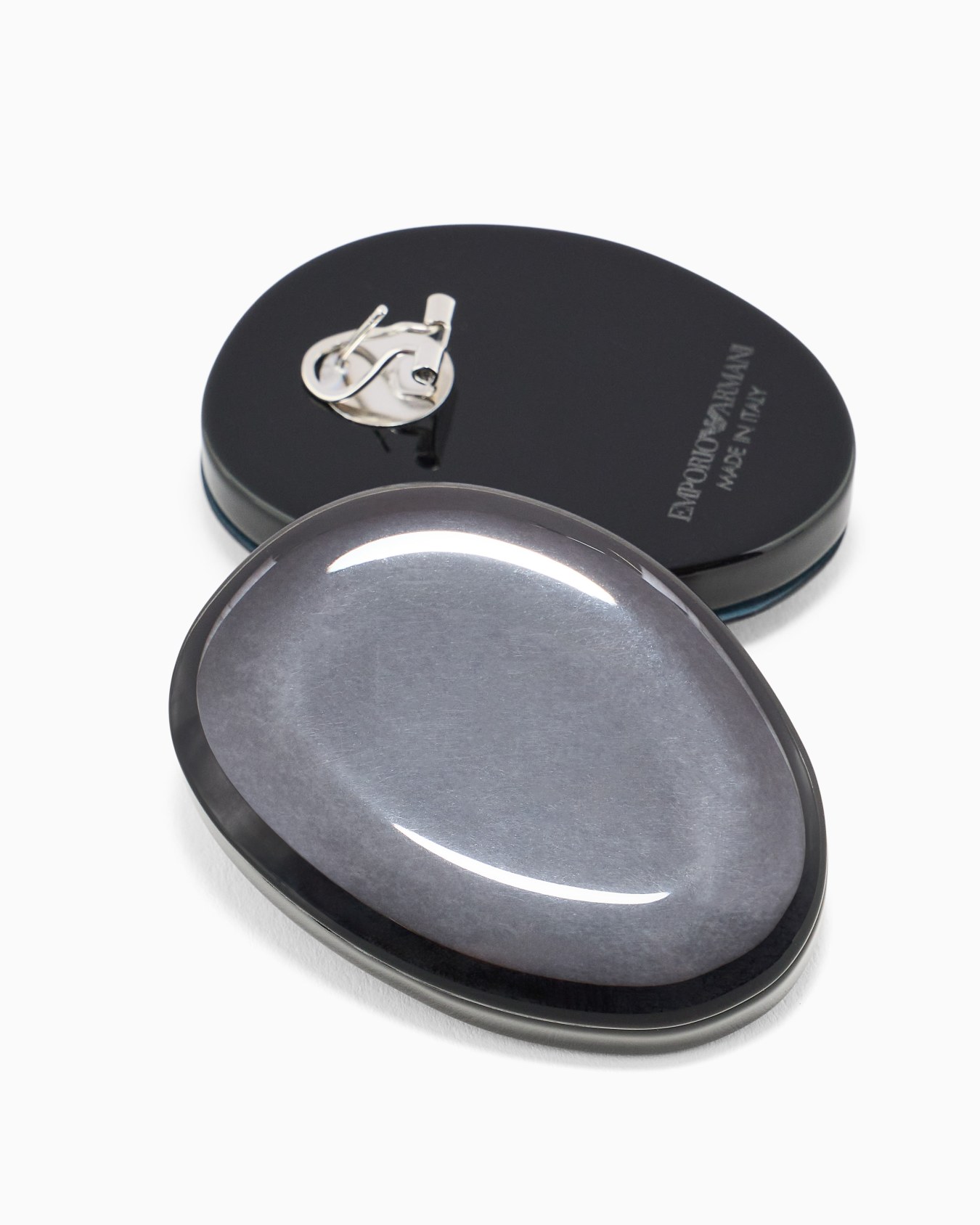Glossy oval earrings with mirror effect Slide 1