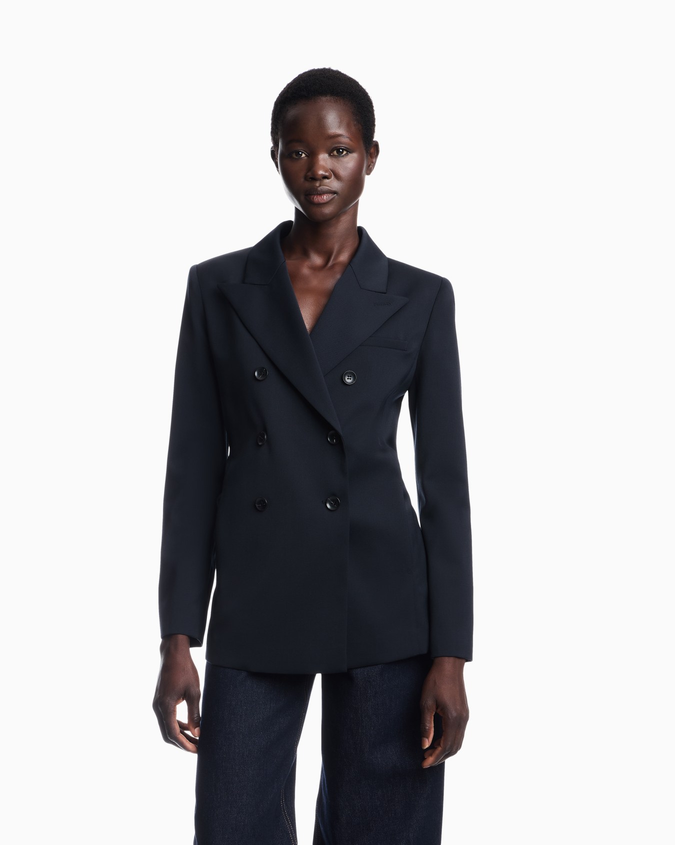Double-breasted blazer in virgin wool blend Boteh Capsule Slide 3