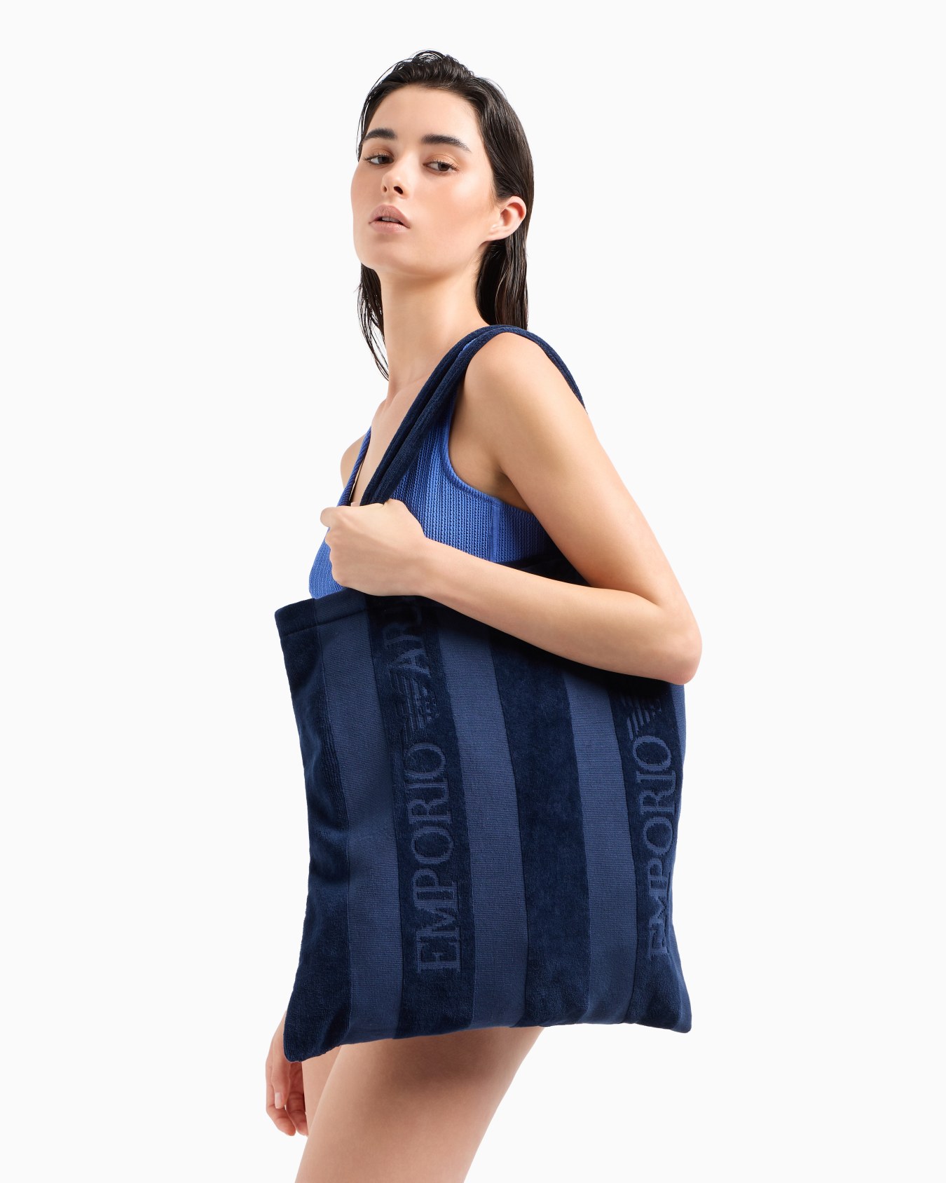 Sac cabas de plage en éponge à rayures avec logo Diapositive 4