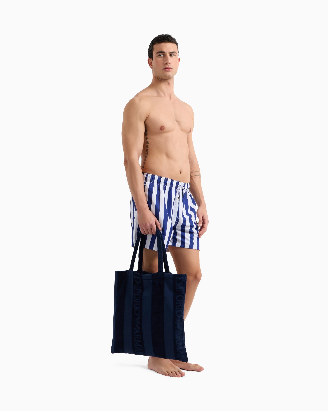 Sac cabas de plage en éponge à rayures avec logo Diapositive 5