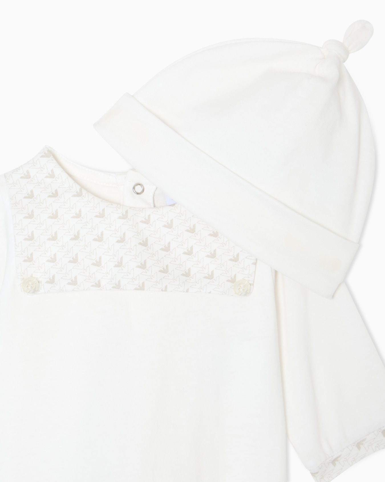 Jersey onesie and beanie set with op-art eagle detail Slide 1